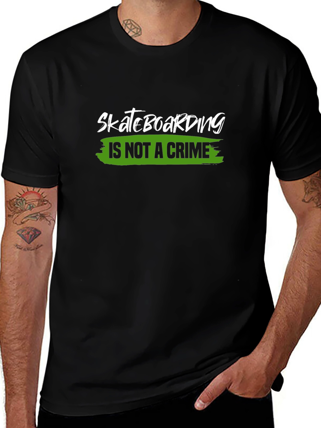 Skateboarding is Not a Crime Black T-Shirt