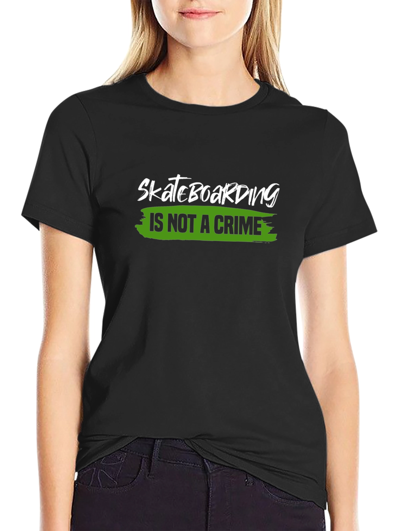 Skateboarding is Not a Crime Black T-Shirt