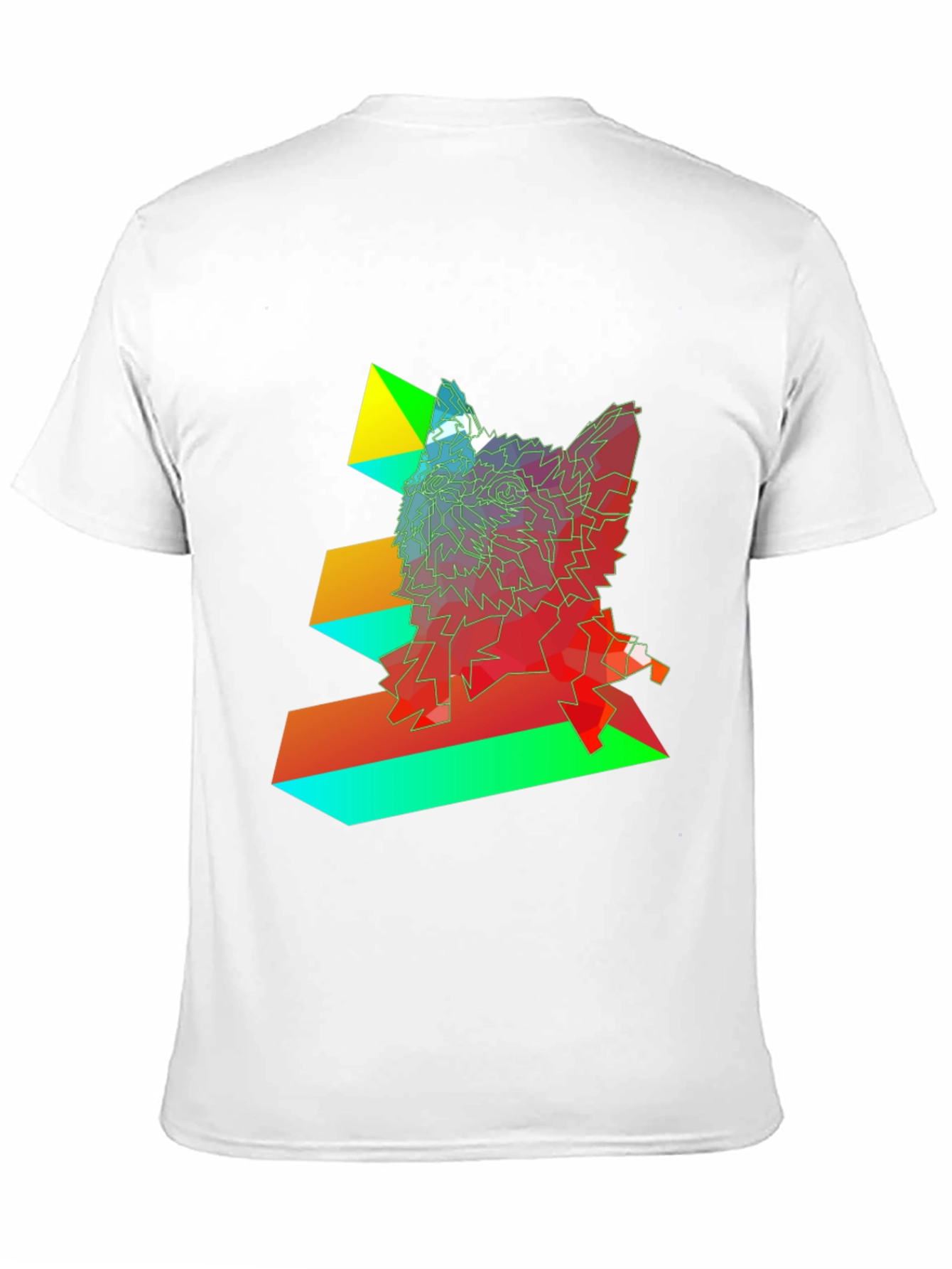 Geometric Wolf Graphic Black T-Shirt