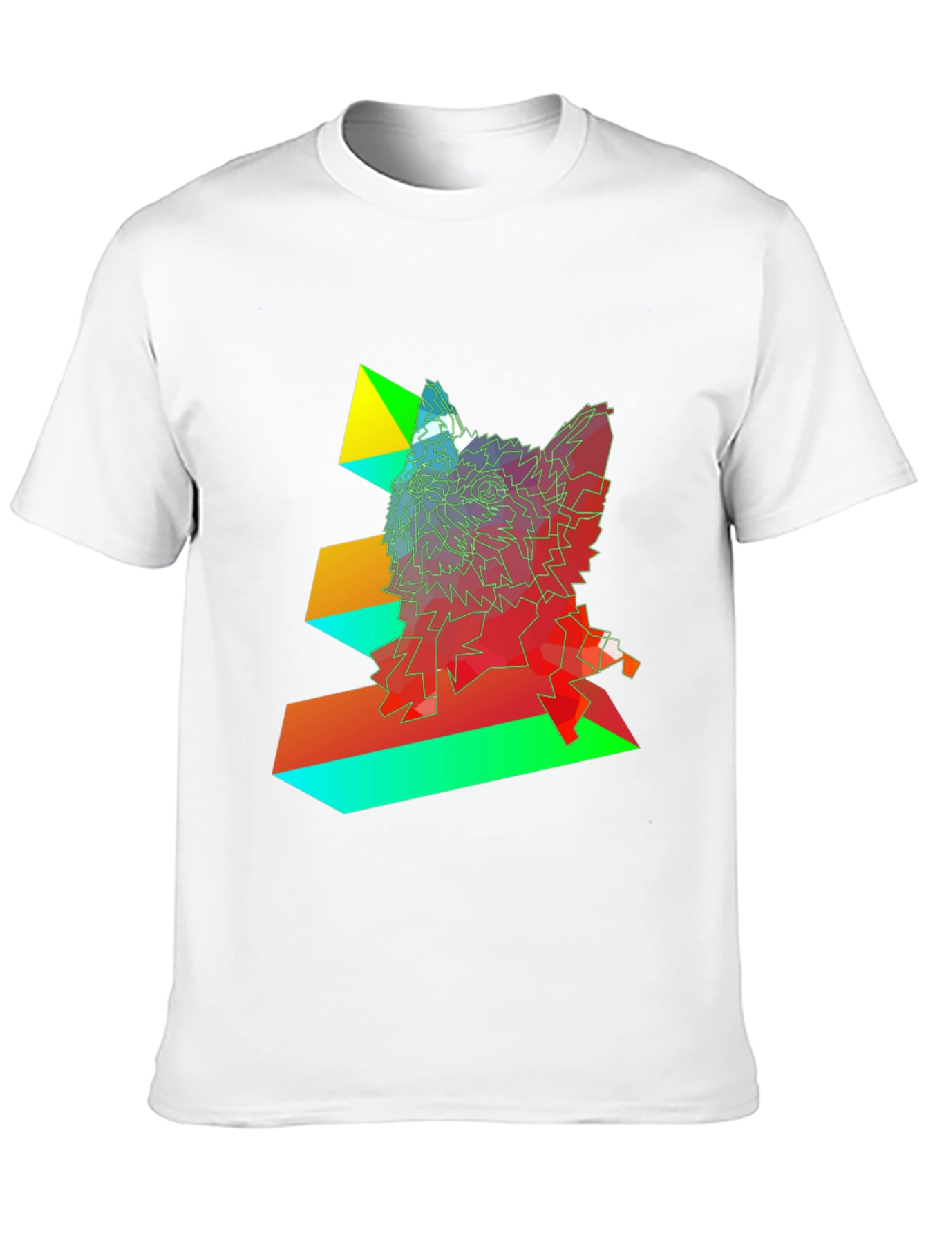 Geometric Wolf Graphic Black T-Shirt