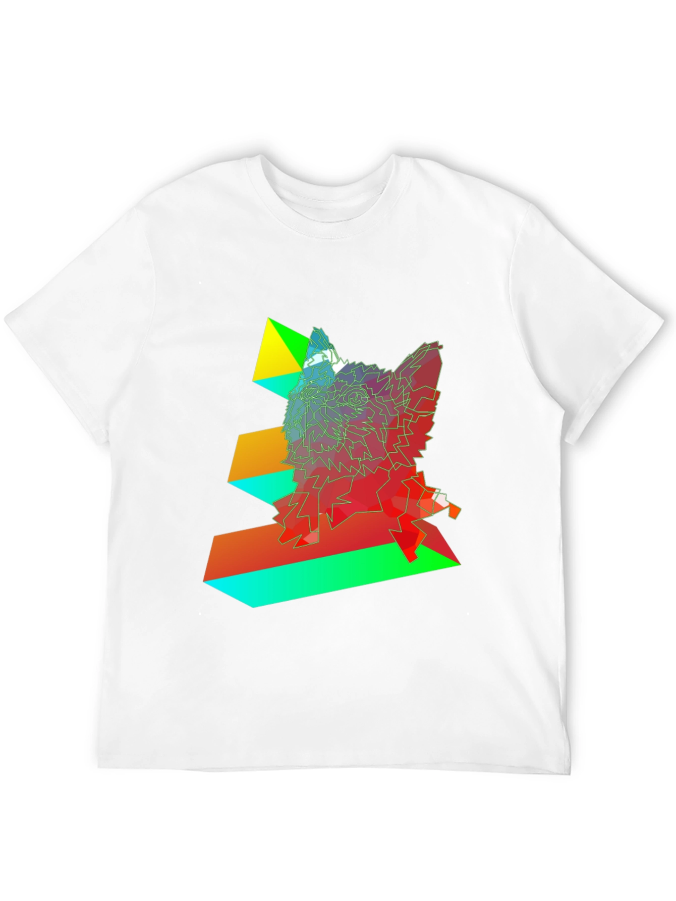 Geometric Wolf Graphic Black T-Shirt
