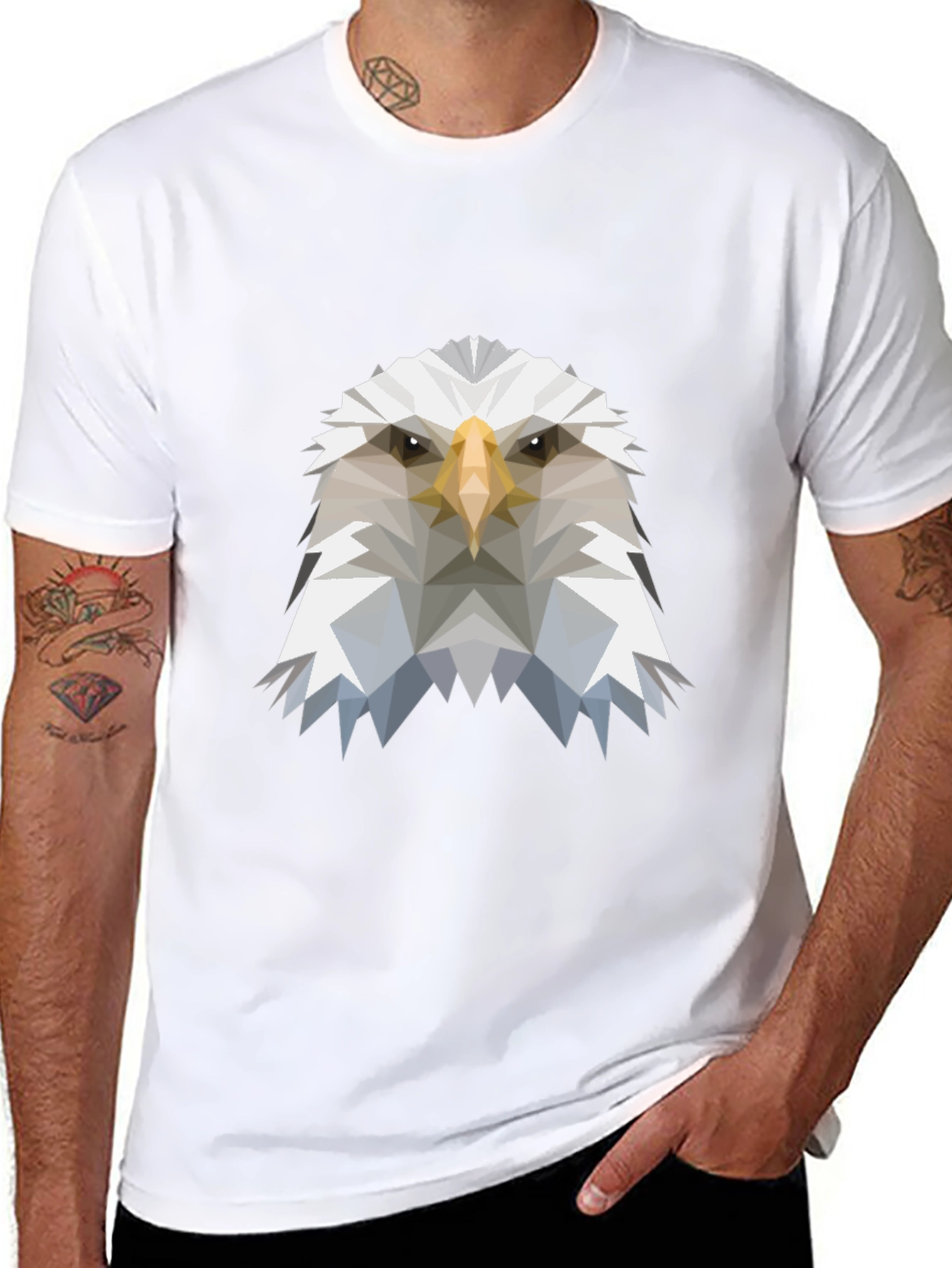 Geometric Eagle Graphic Tee - Modern Mens T-Shirt