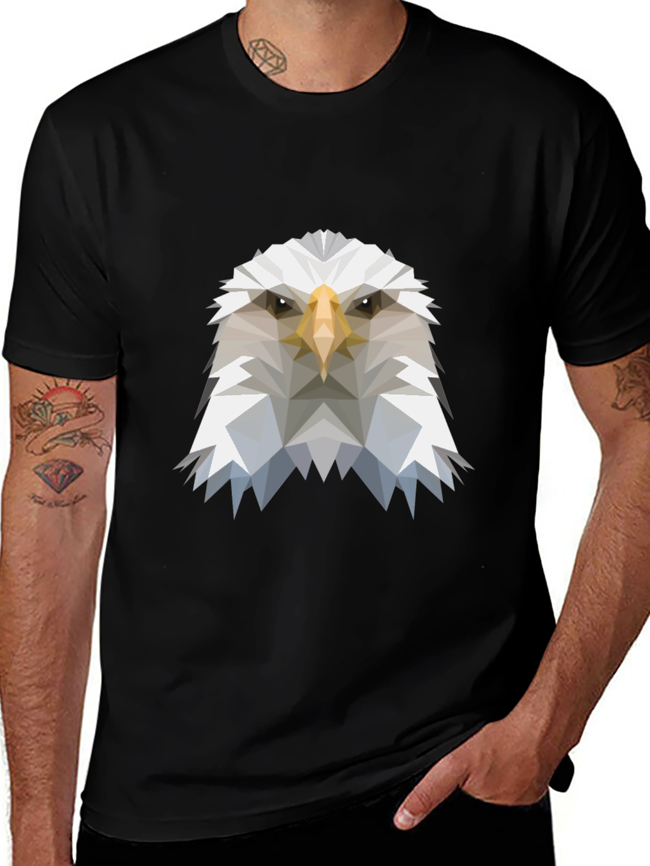 Geometric Eagle Graphic Tee - Modern Mens T-Shirt