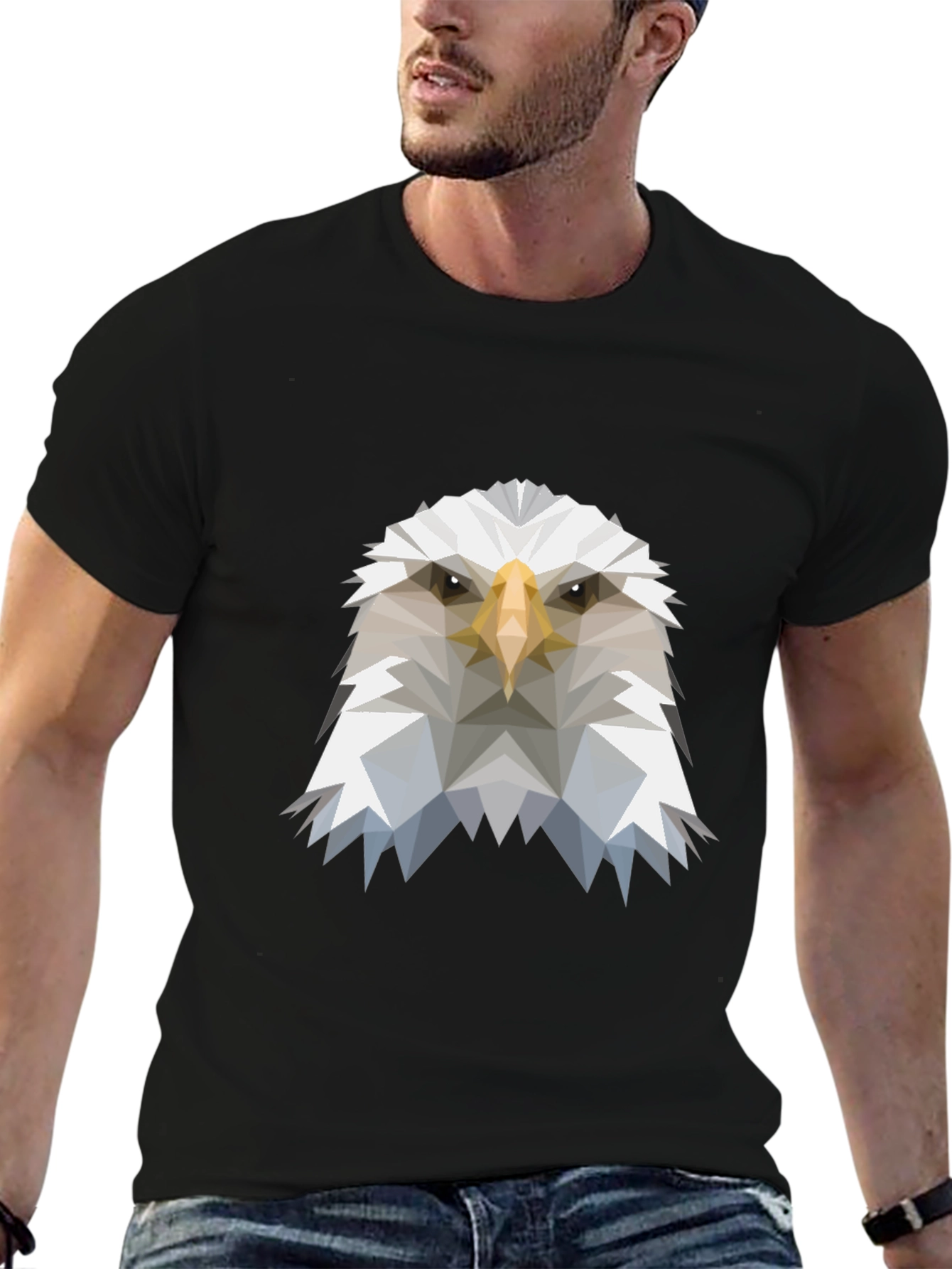 Geometric Eagle Graphic Tee - Modern Mens T-Shirt