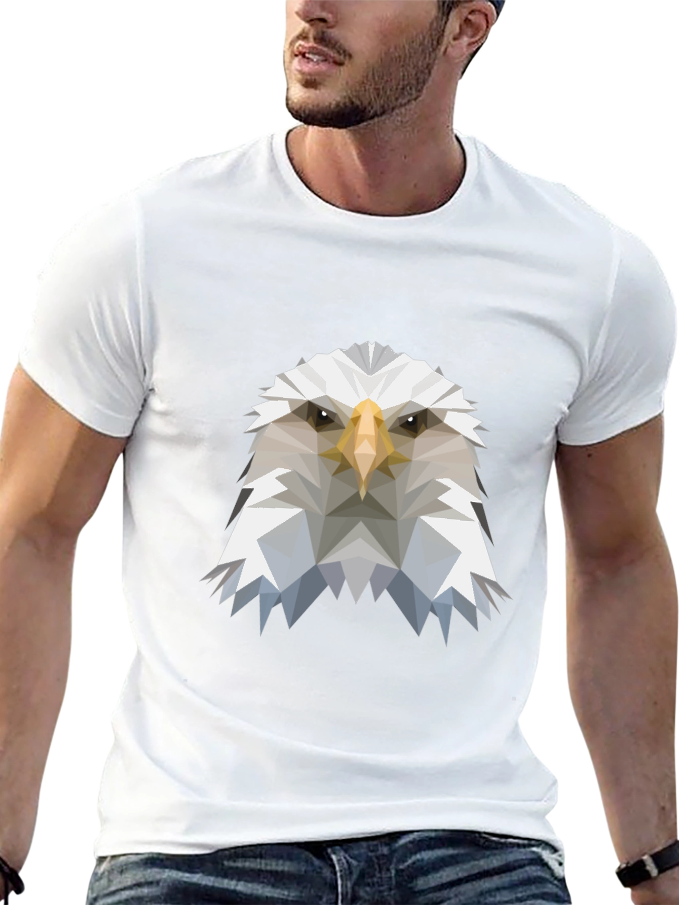 Geometric Eagle Graphic Tee - Modern Mens T-Shirt