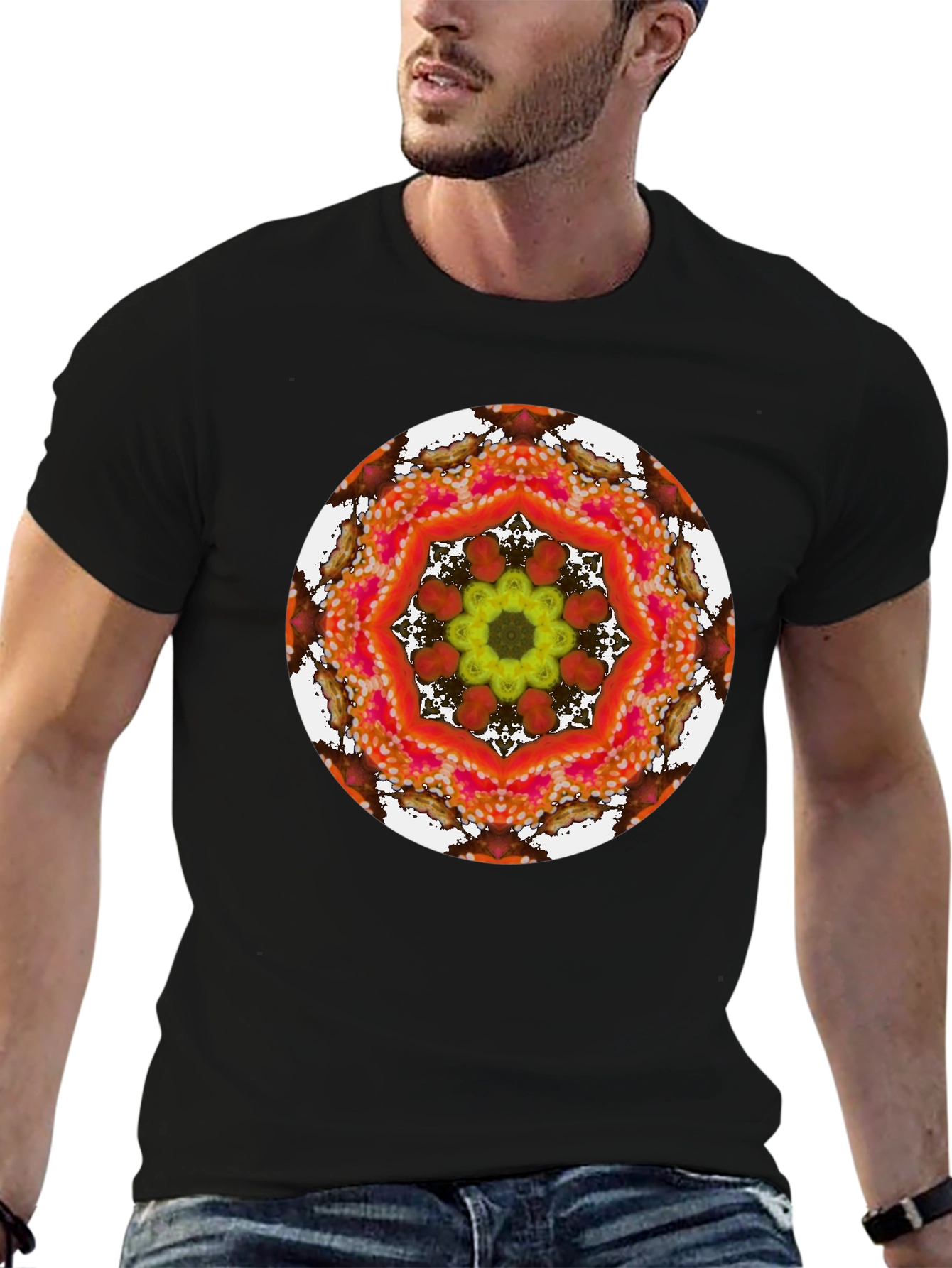 Vibrant Floral Kaleidoscope Graphic Tee