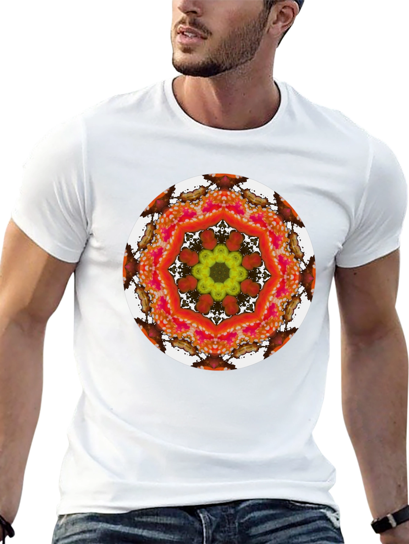 Vibrant Floral Kaleidoscope Graphic Tee