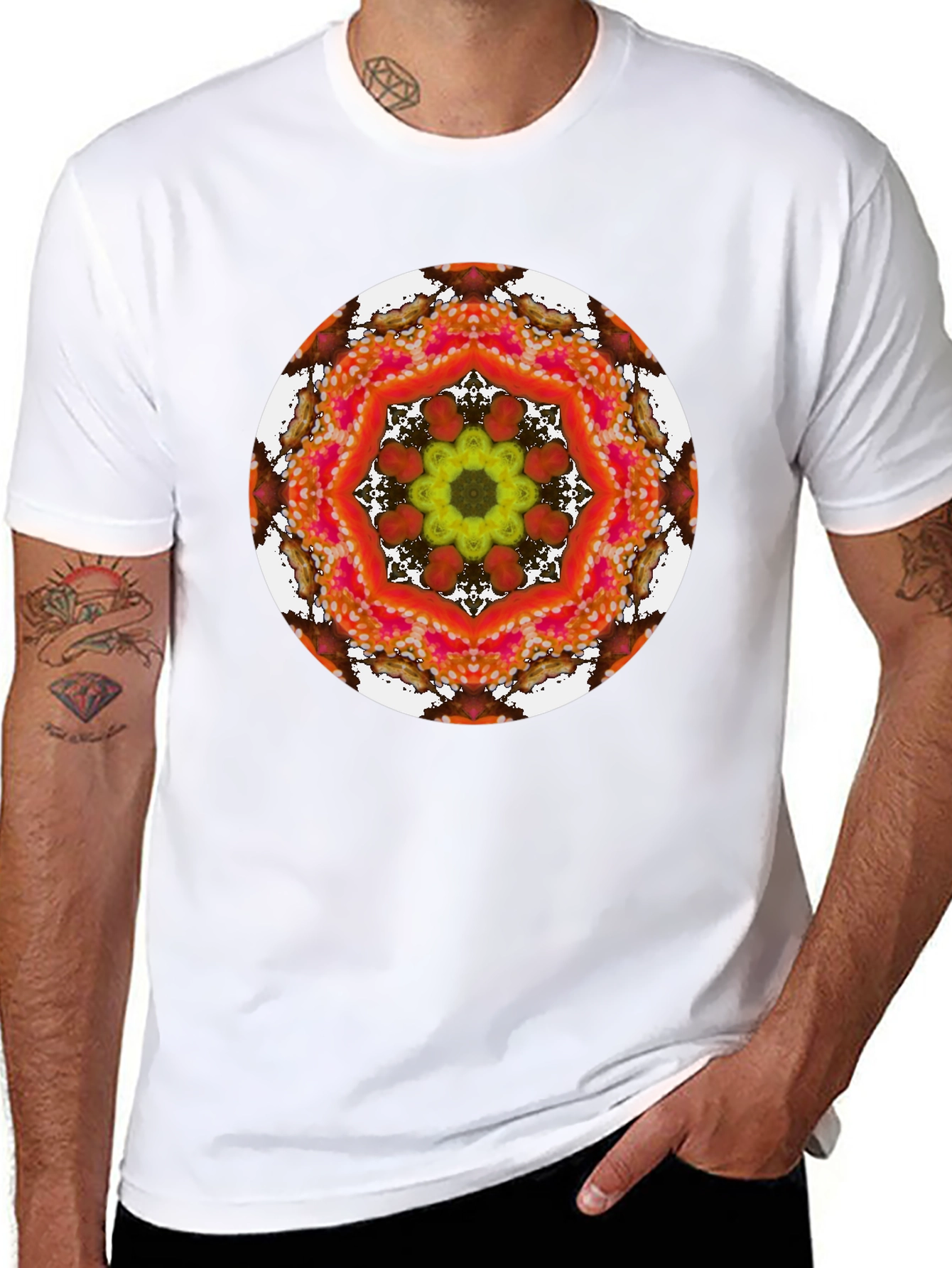 Vibrant Floral Kaleidoscope Graphic Tee
