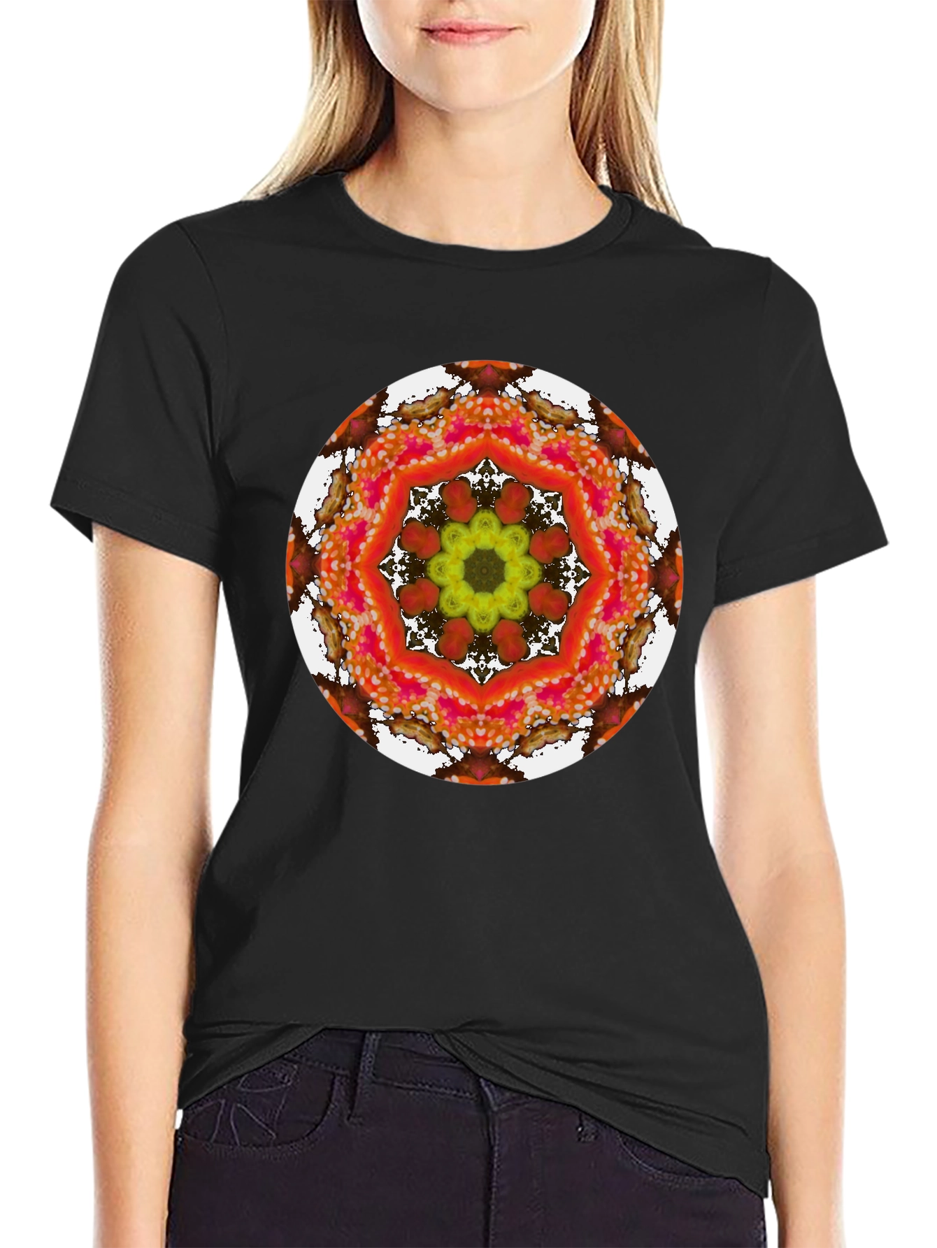 Vibrant Floral Kaleidoscope Graphic Tee