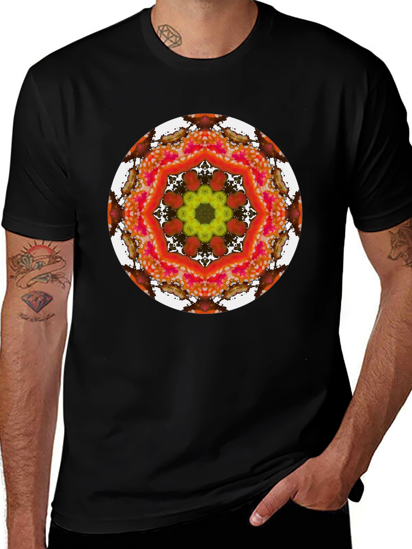 Vibrant Floral Kaleidoscope Graphic Tee