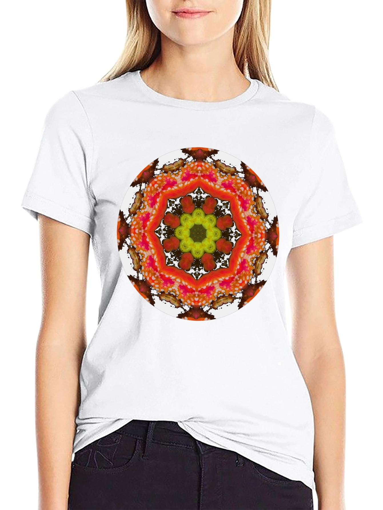 Vibrant Floral Kaleidoscope Graphic Tee
