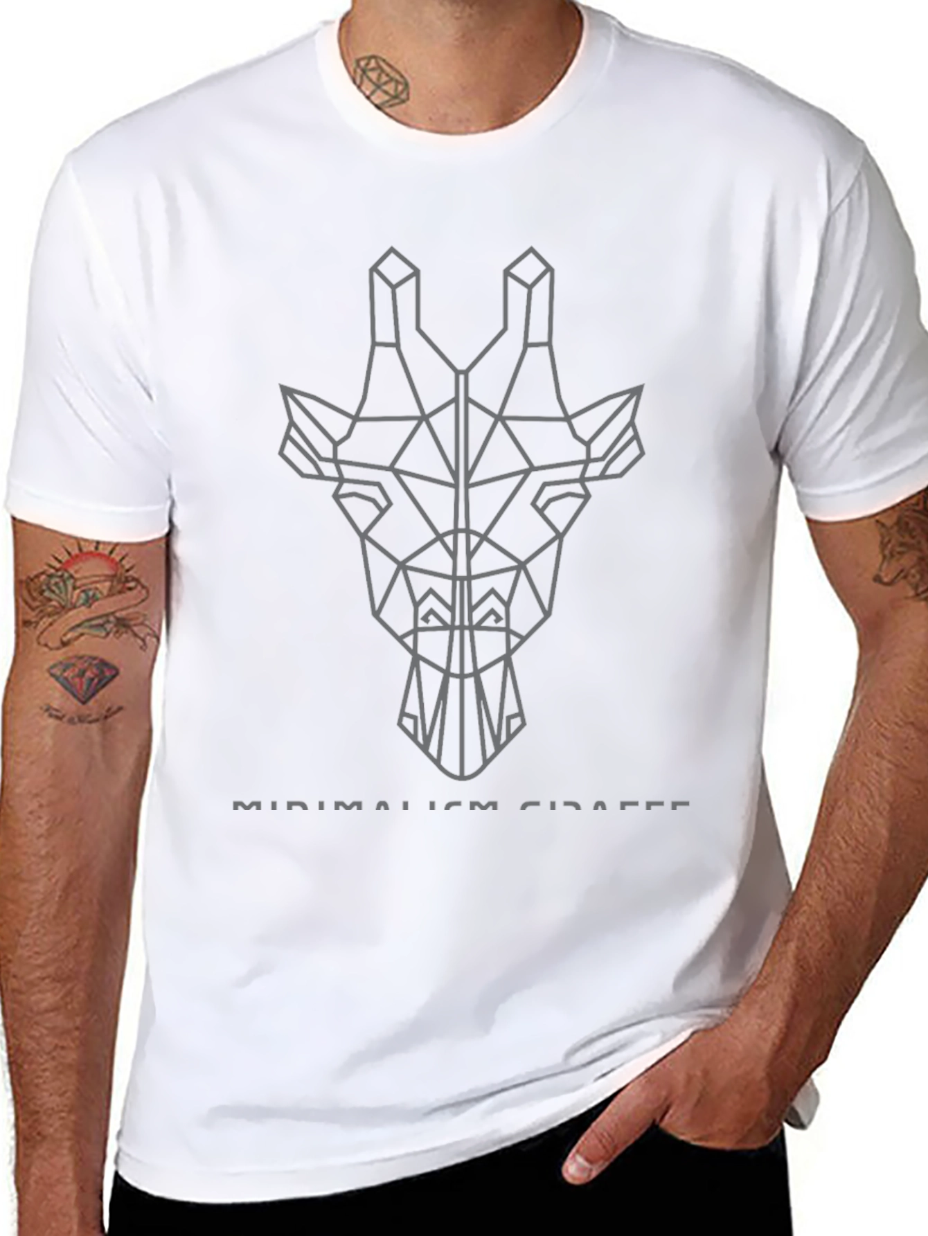 Geometric Giraffe Graphic Tee - Minimalist Style