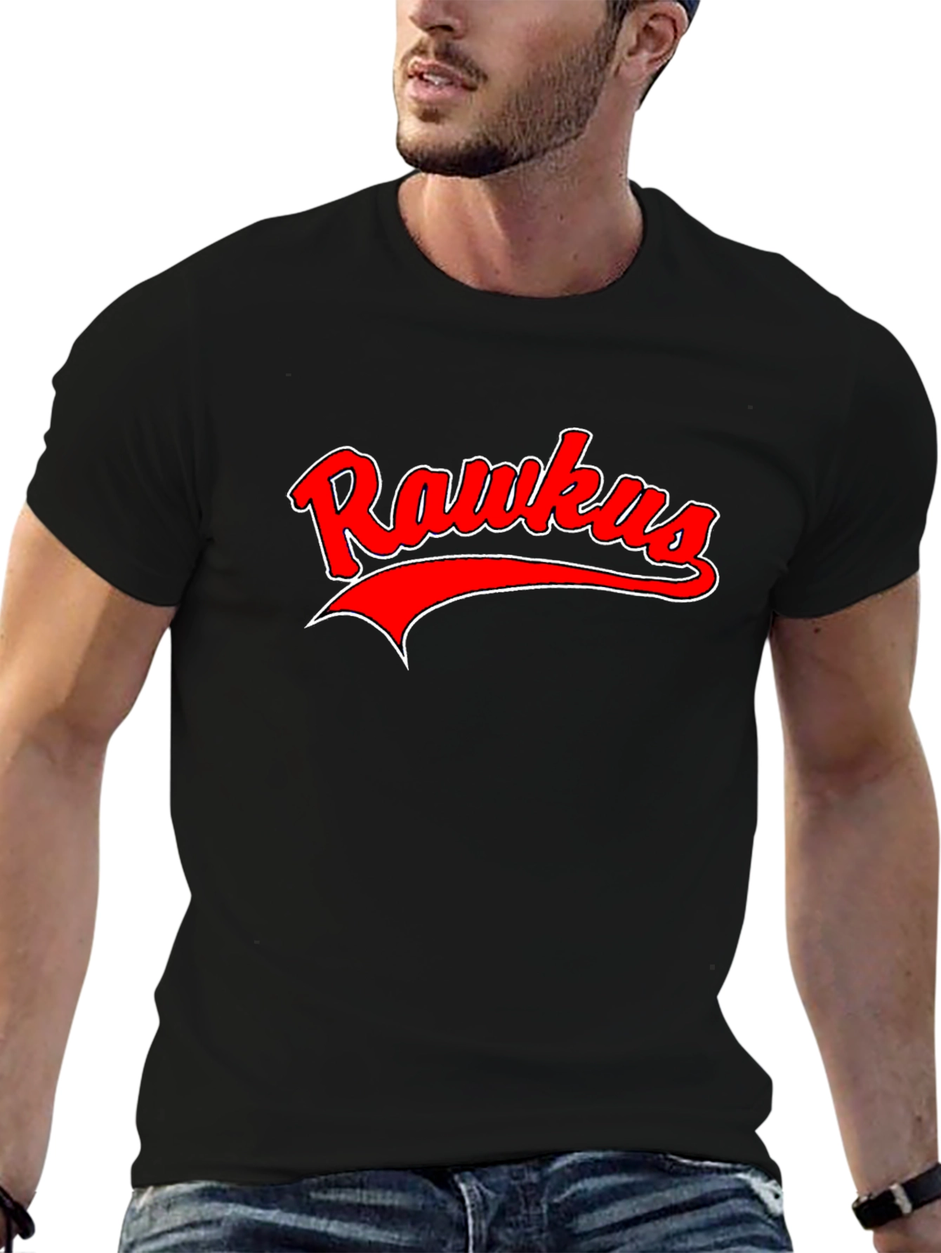 Rawkus Red & White Graphic Black T-Shirt