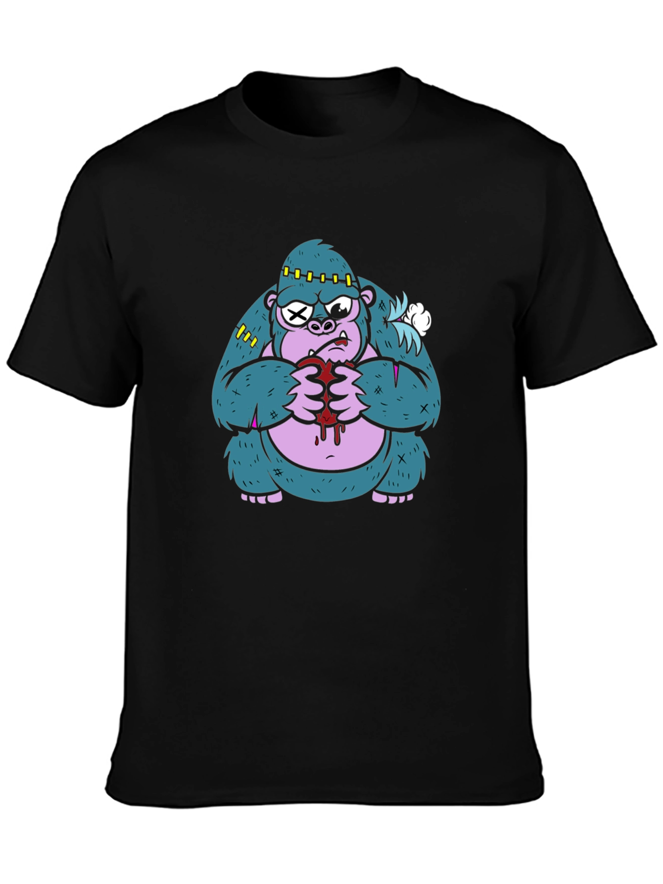 Monster Gorilla Graphic Tee - Black Cotton Blend