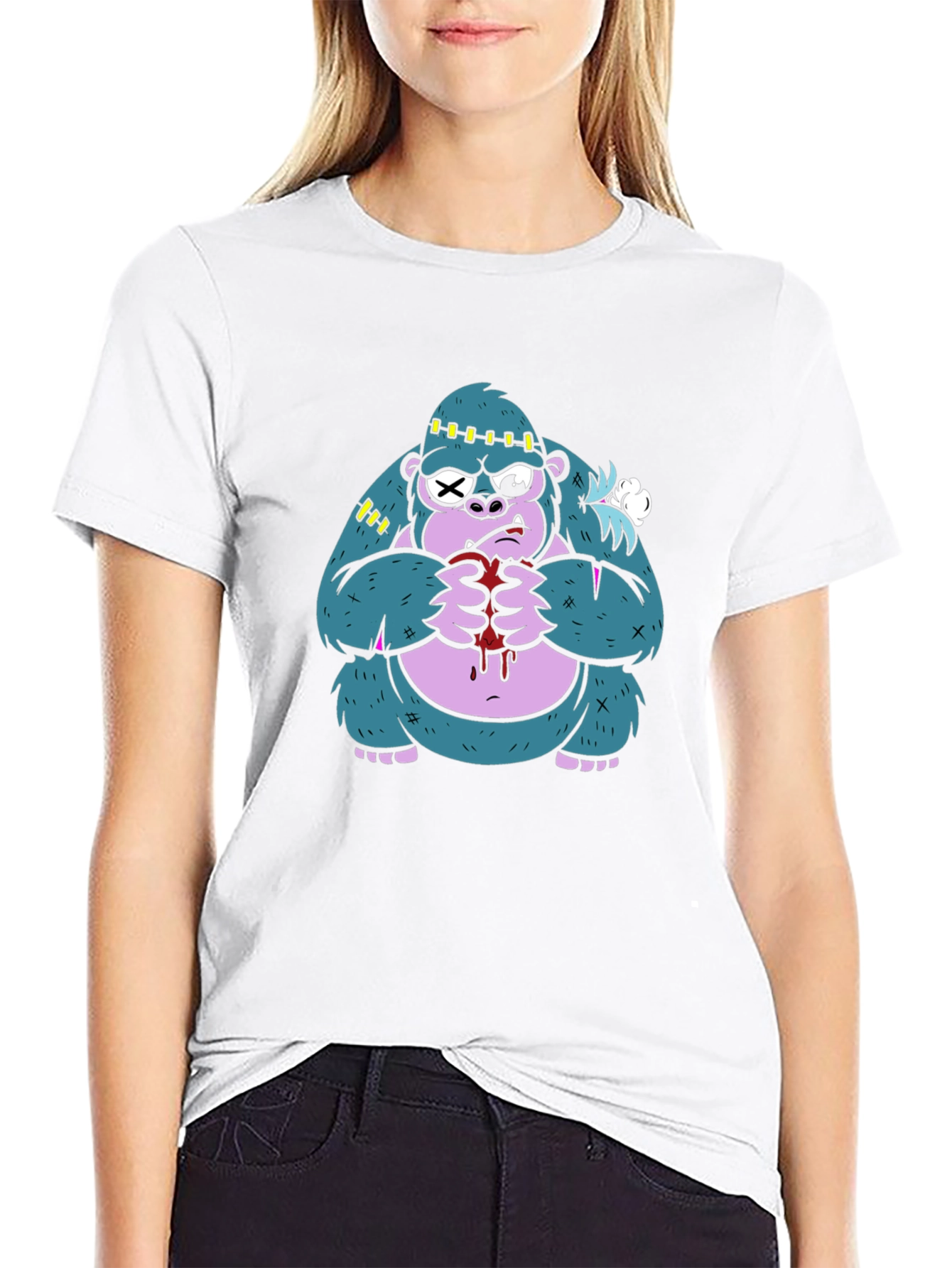 Monster Gorilla Graphic Tee - Black Cotton Blend