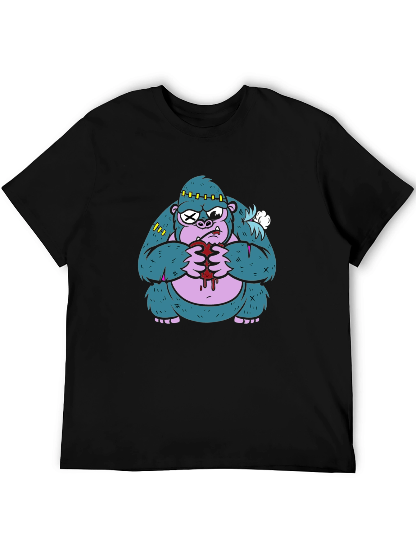Monster Gorilla Graphic Tee - Black Cotton Blend