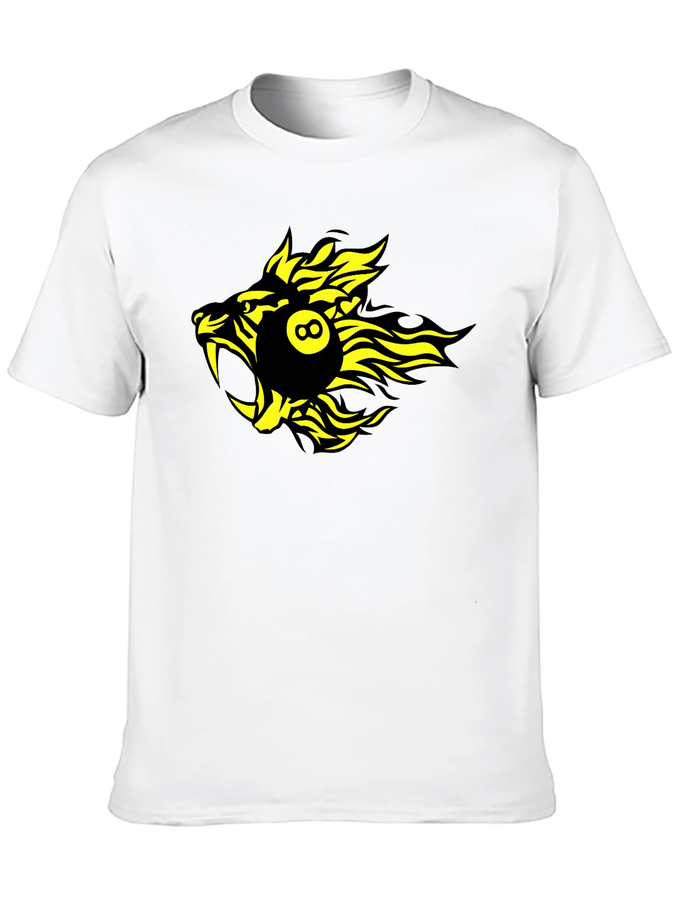 Black T-Shirt with Yellow Billiards Lion Graphic