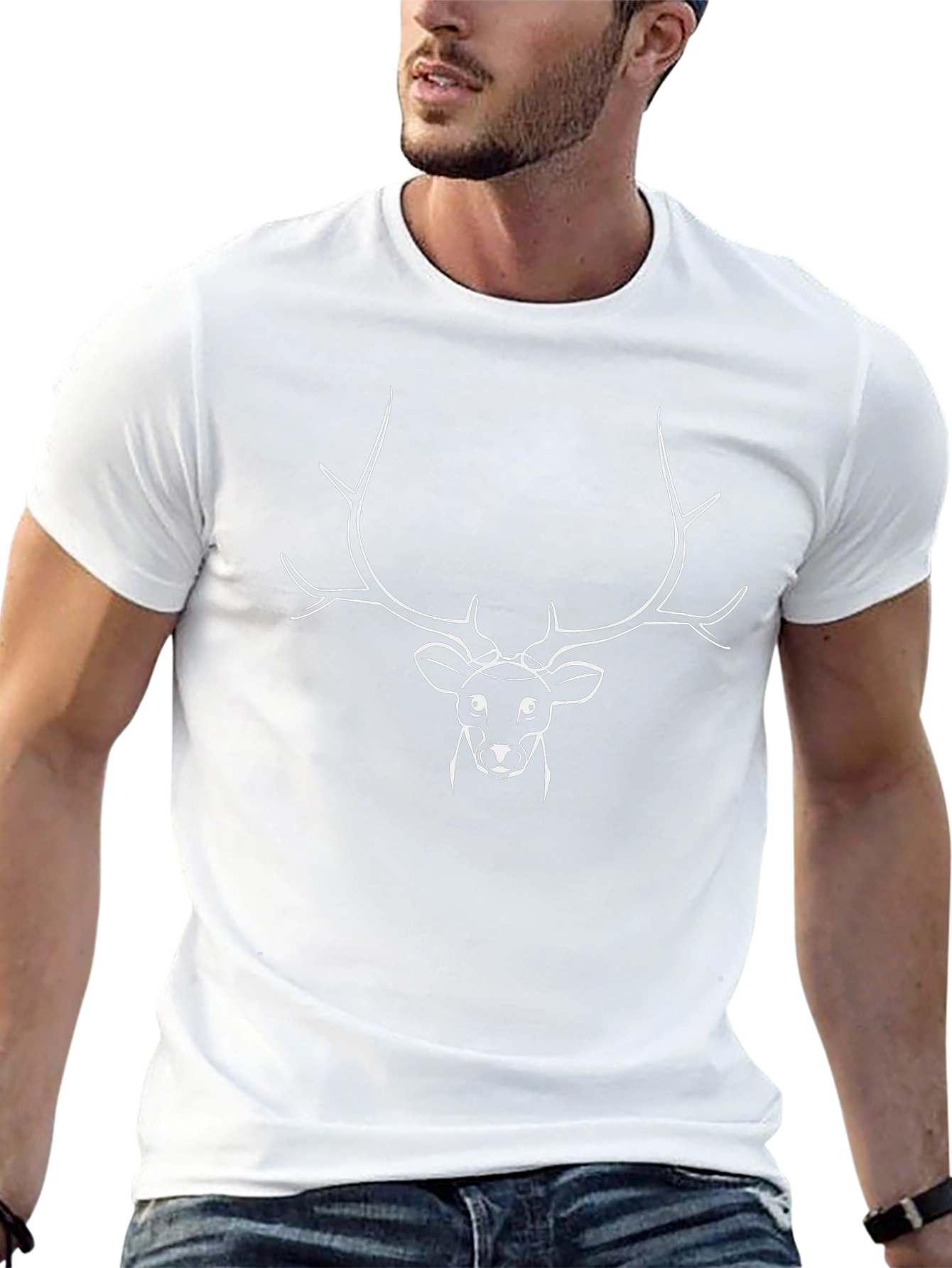Black Deer Outline Graphic Tee