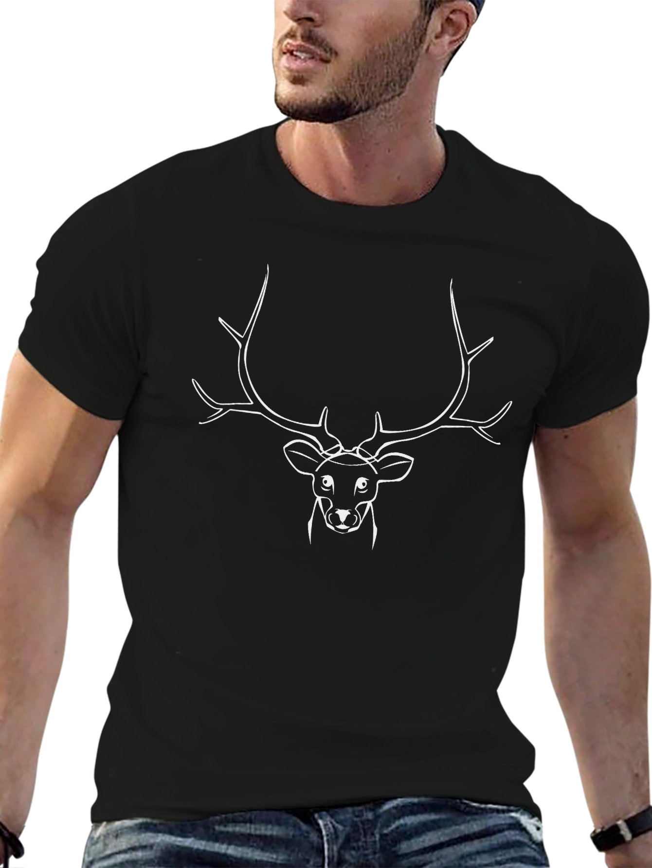 Black Deer Outline Graphic Tee