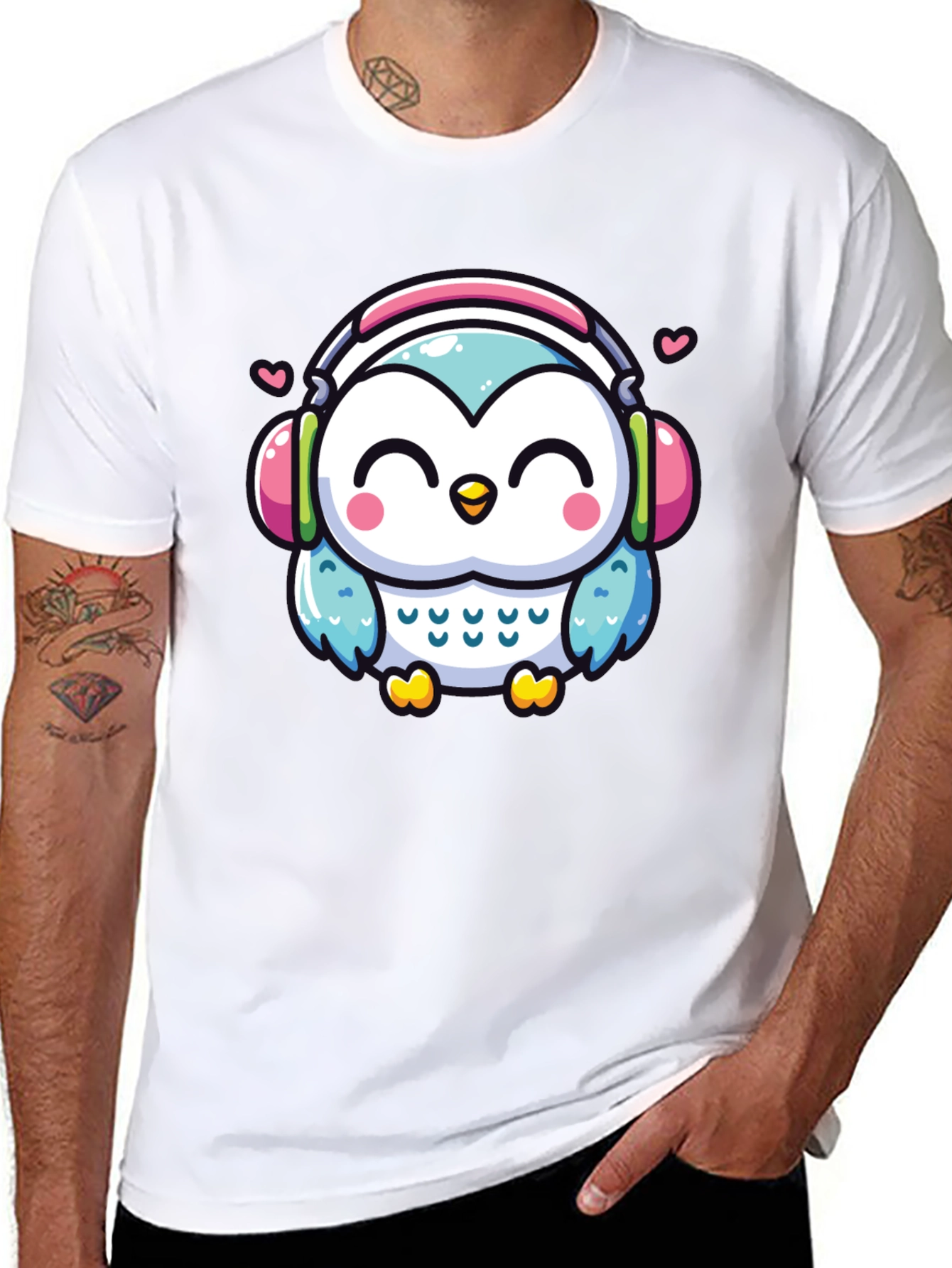 Cute Owl Headphone Graphic Tee - Unisex