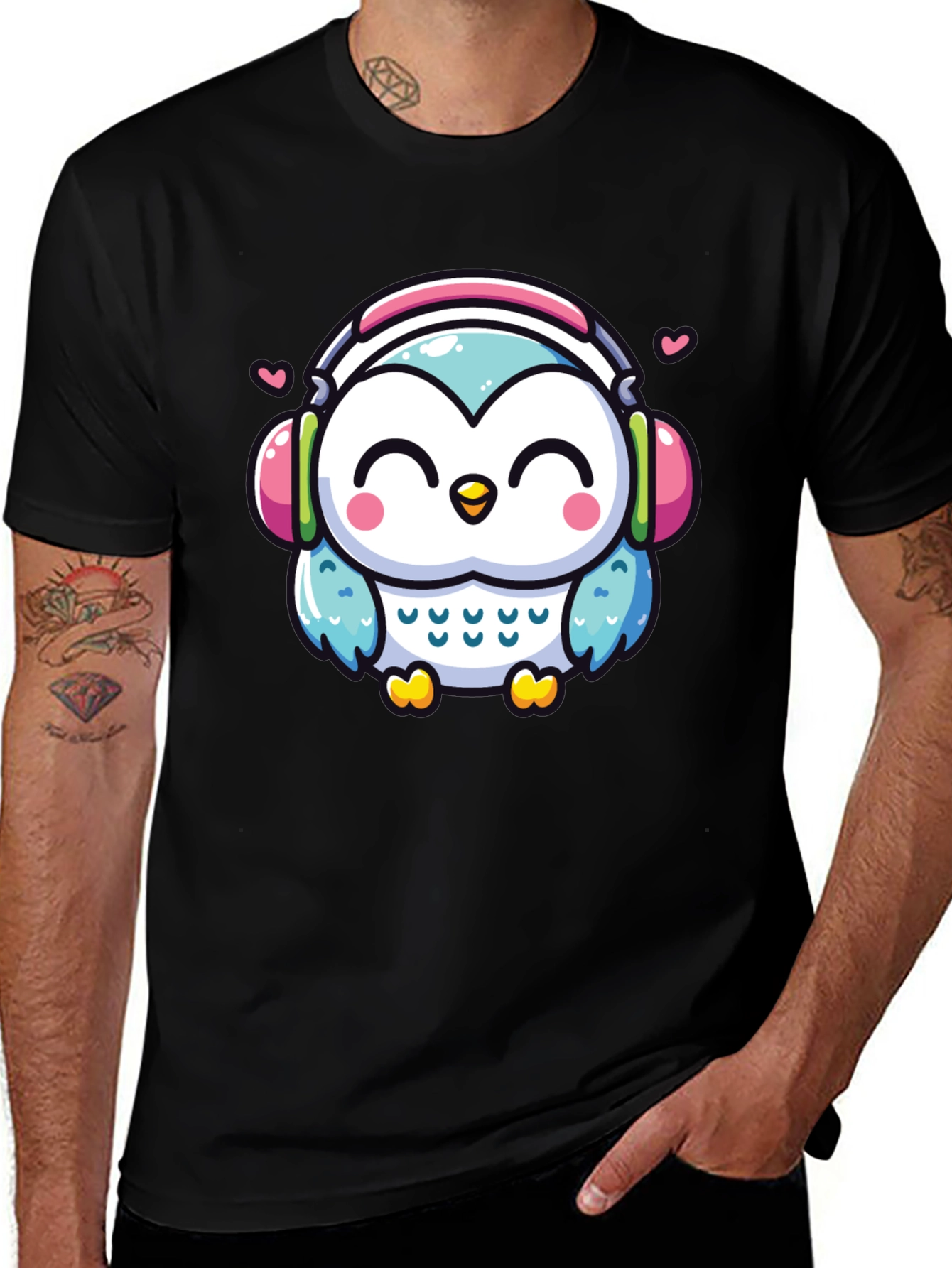 Cute Owl Headphone Graphic Tee - Unisex