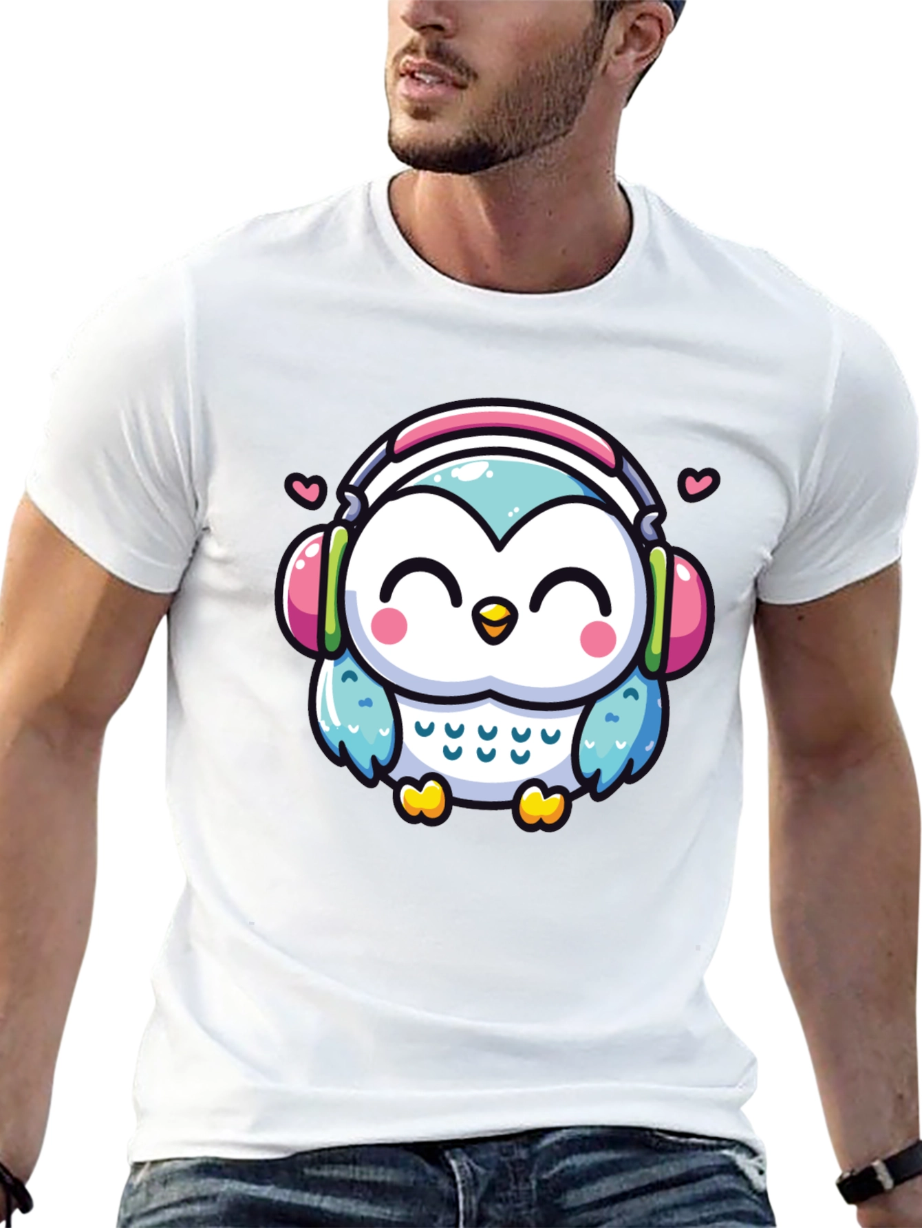 Cute Owl Headphone Graphic Tee - Unisex