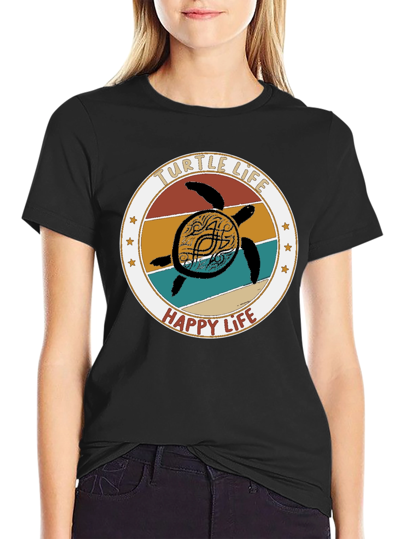 Turtle Life Happy Life Graphic T-Shirt