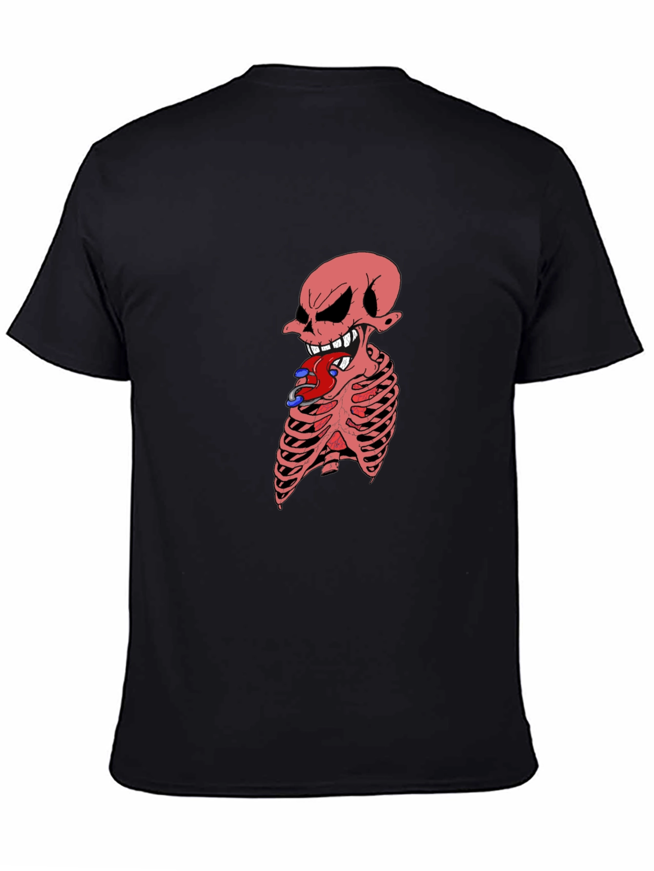 Edgy Skeleton Graphic Tee - Black Cotton