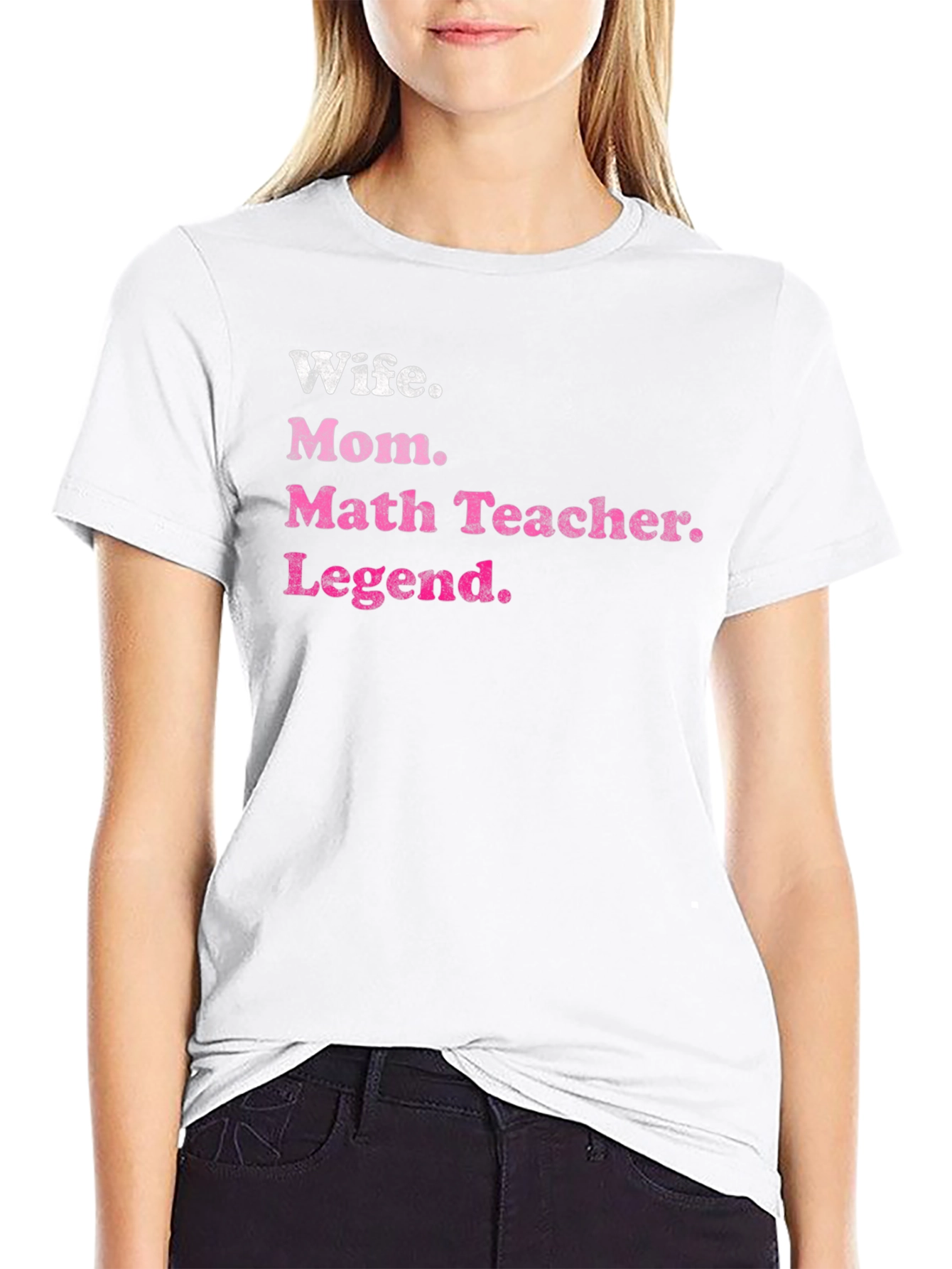 Wife Mom Math Teacher Legend Black T-Shirt