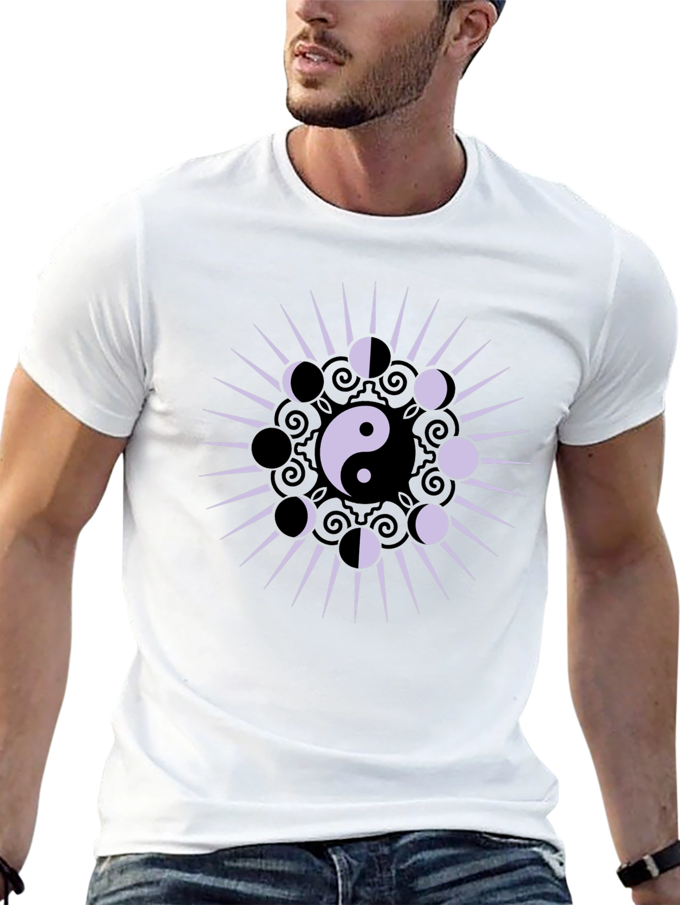 Yin Yang Moon Phase Graphic T-Shirt