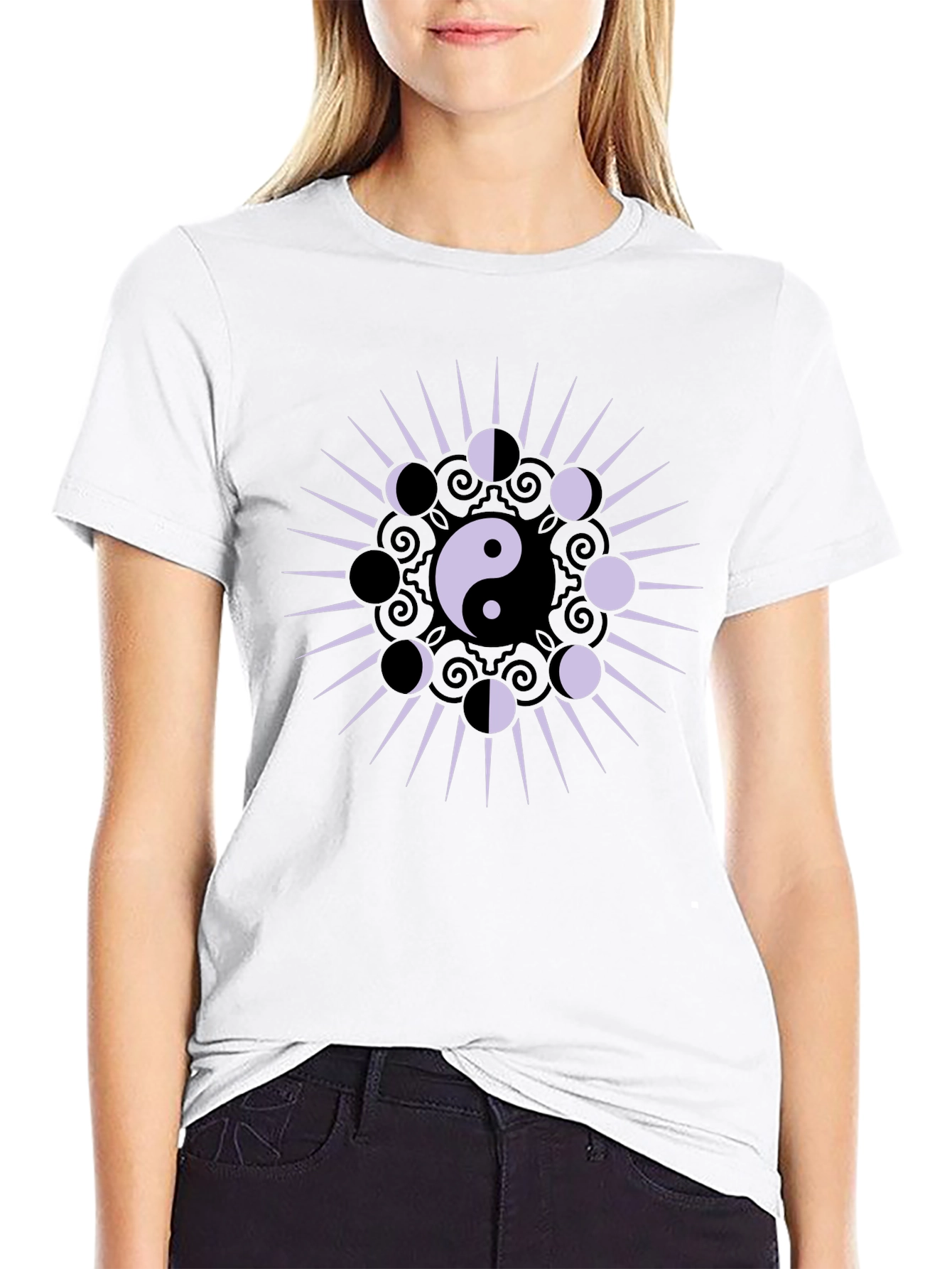 Yin Yang Moon Phase Graphic T-Shirt