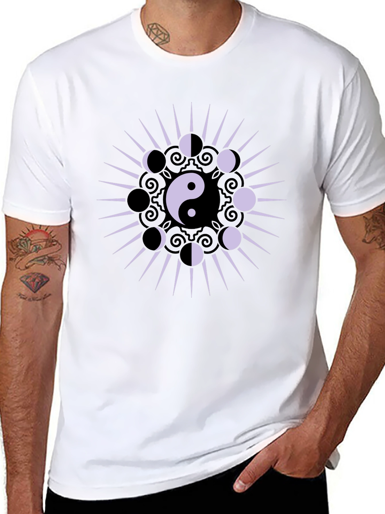 Yin Yang Moon Phase Graphic T-Shirt