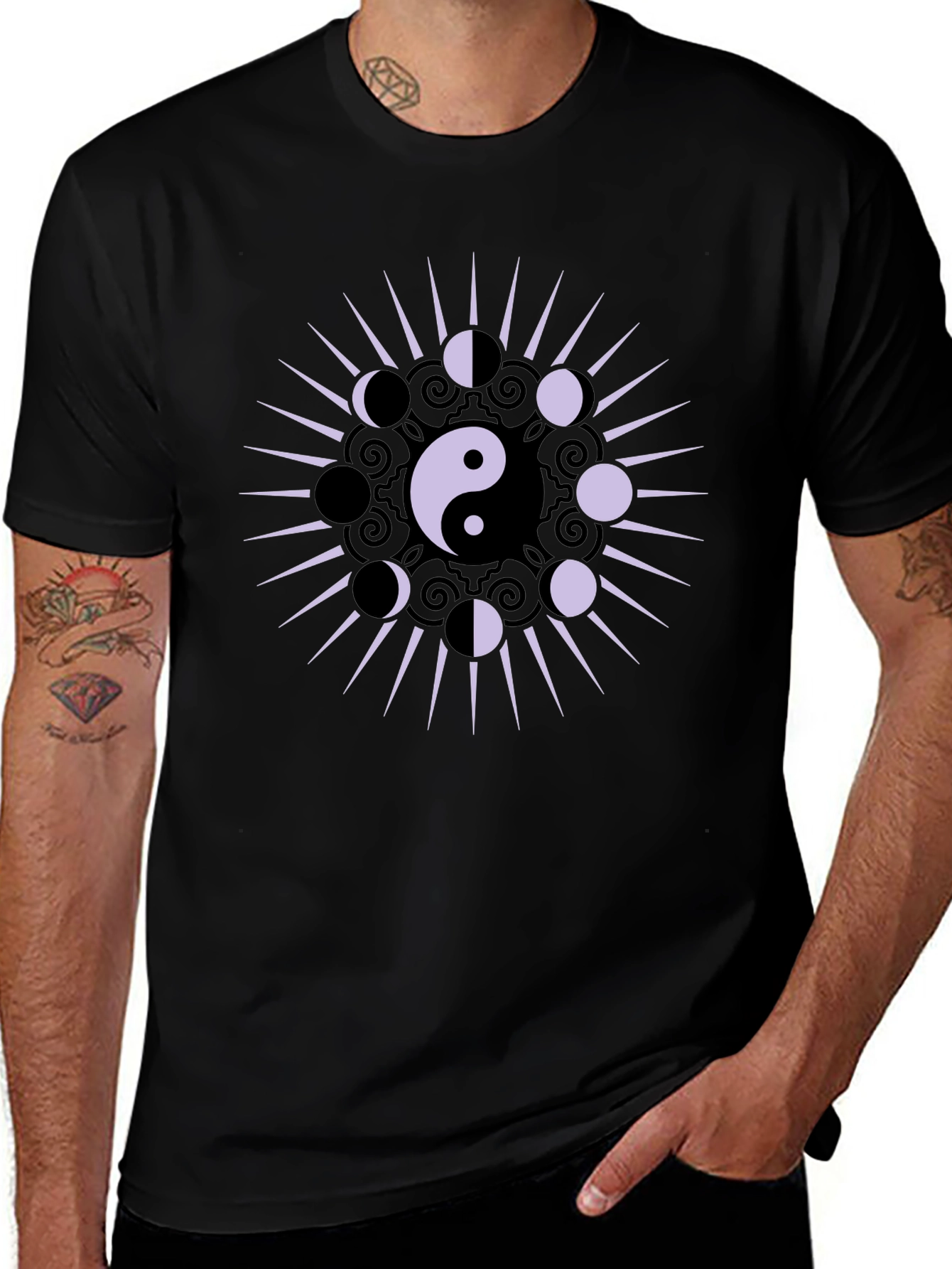 Yin Yang Moon Phase Graphic T-Shirt