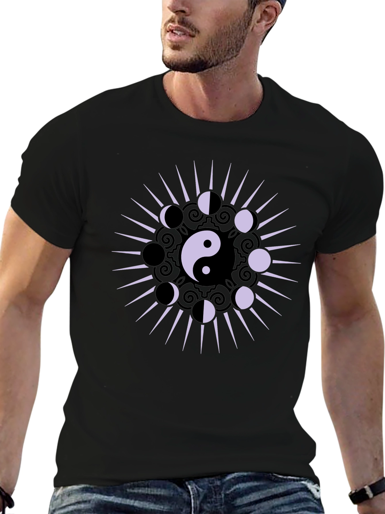Yin Yang Moon Phase Graphic T-Shirt