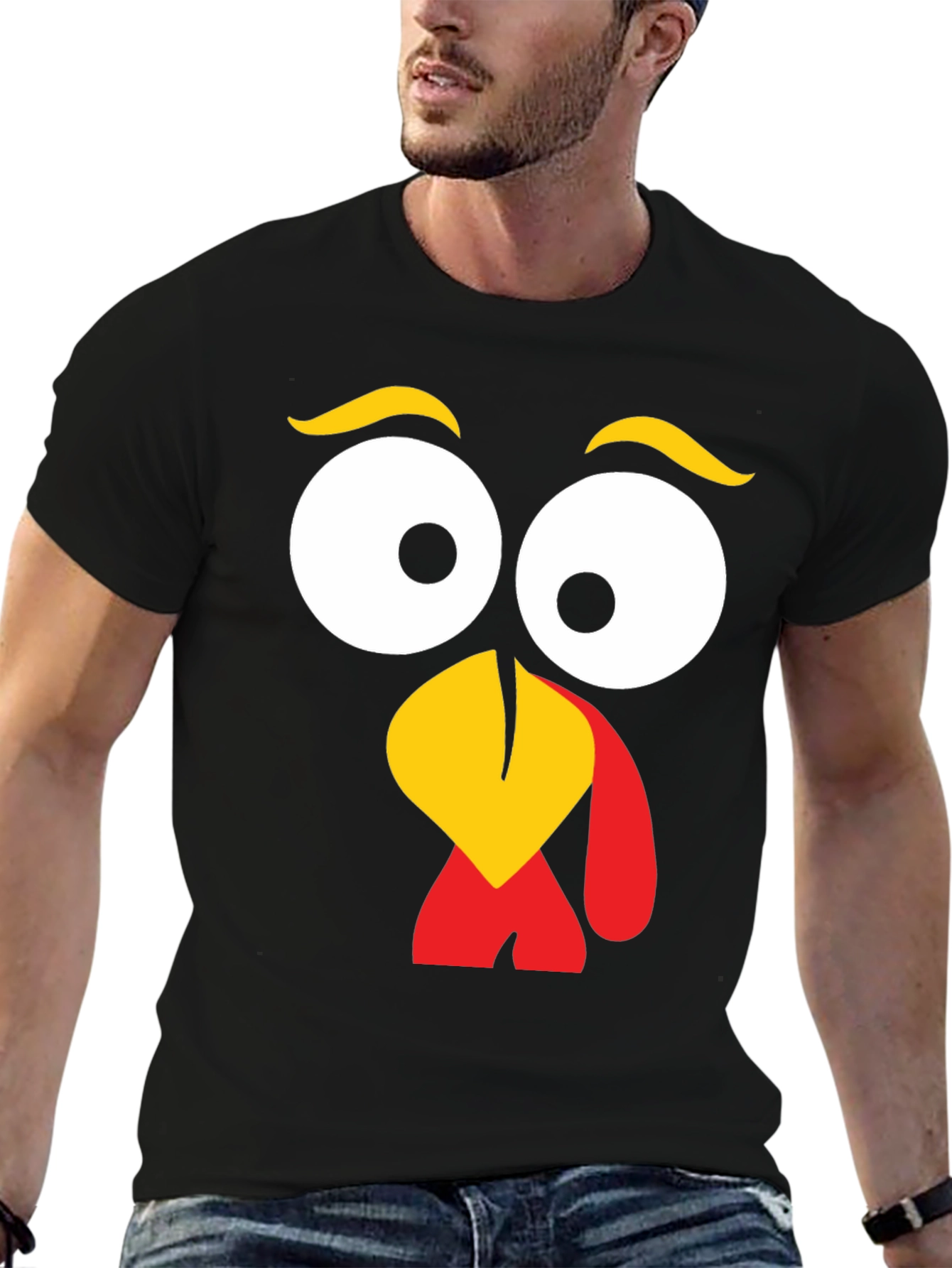 Turkey Face Graphic Tee - Thanksgiving Fun