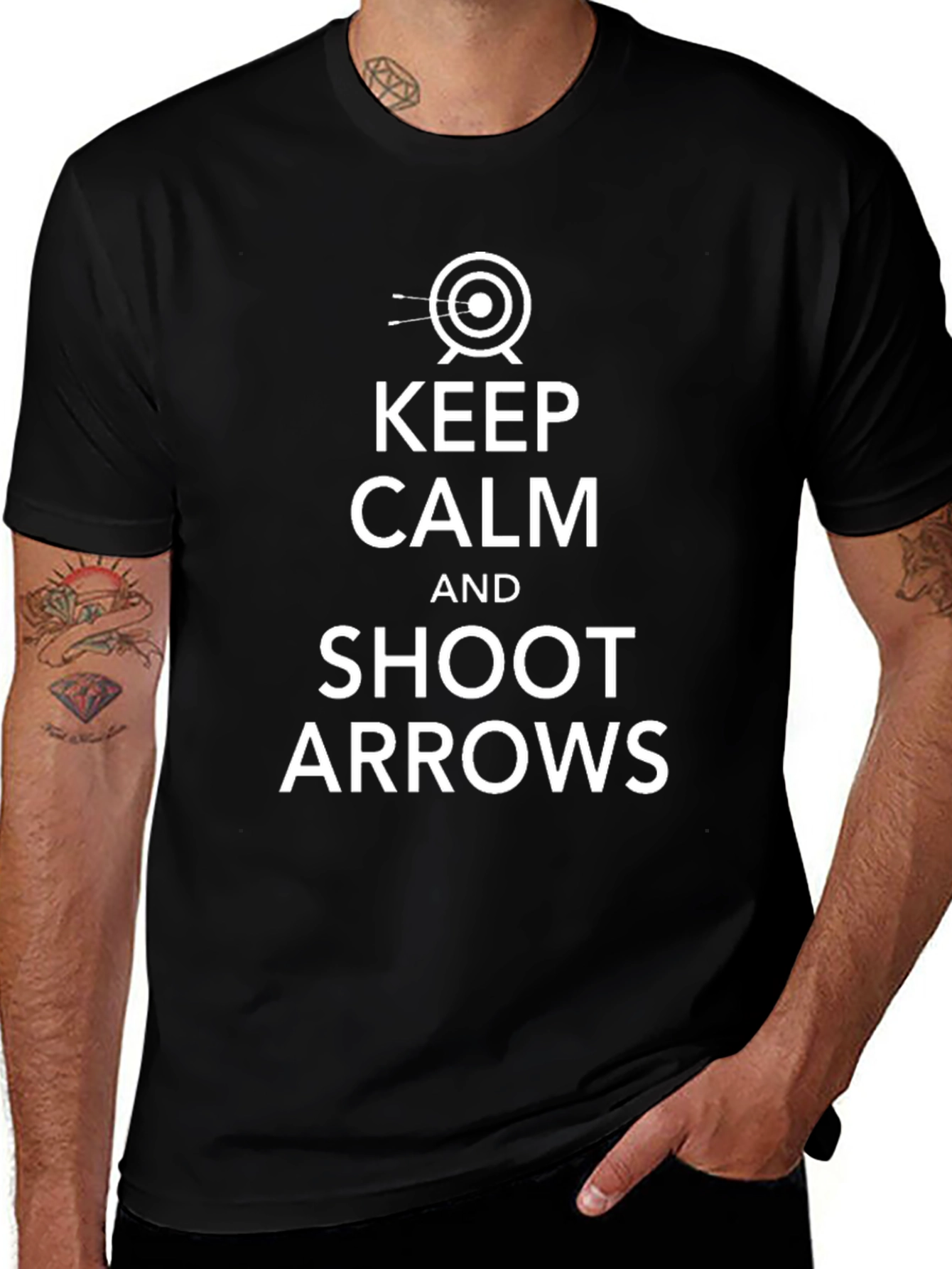 Keep Calm Shoot Arrows Black Graphic Tee