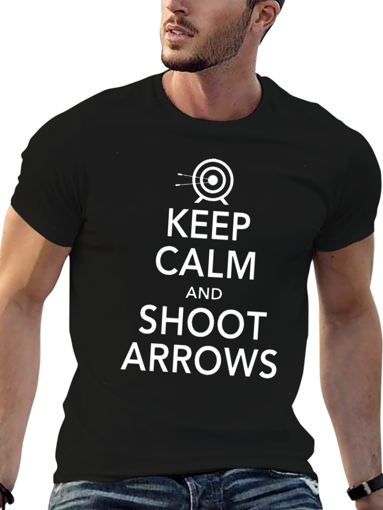 Keep Calm Shoot Arrows Black Graphic Tee
