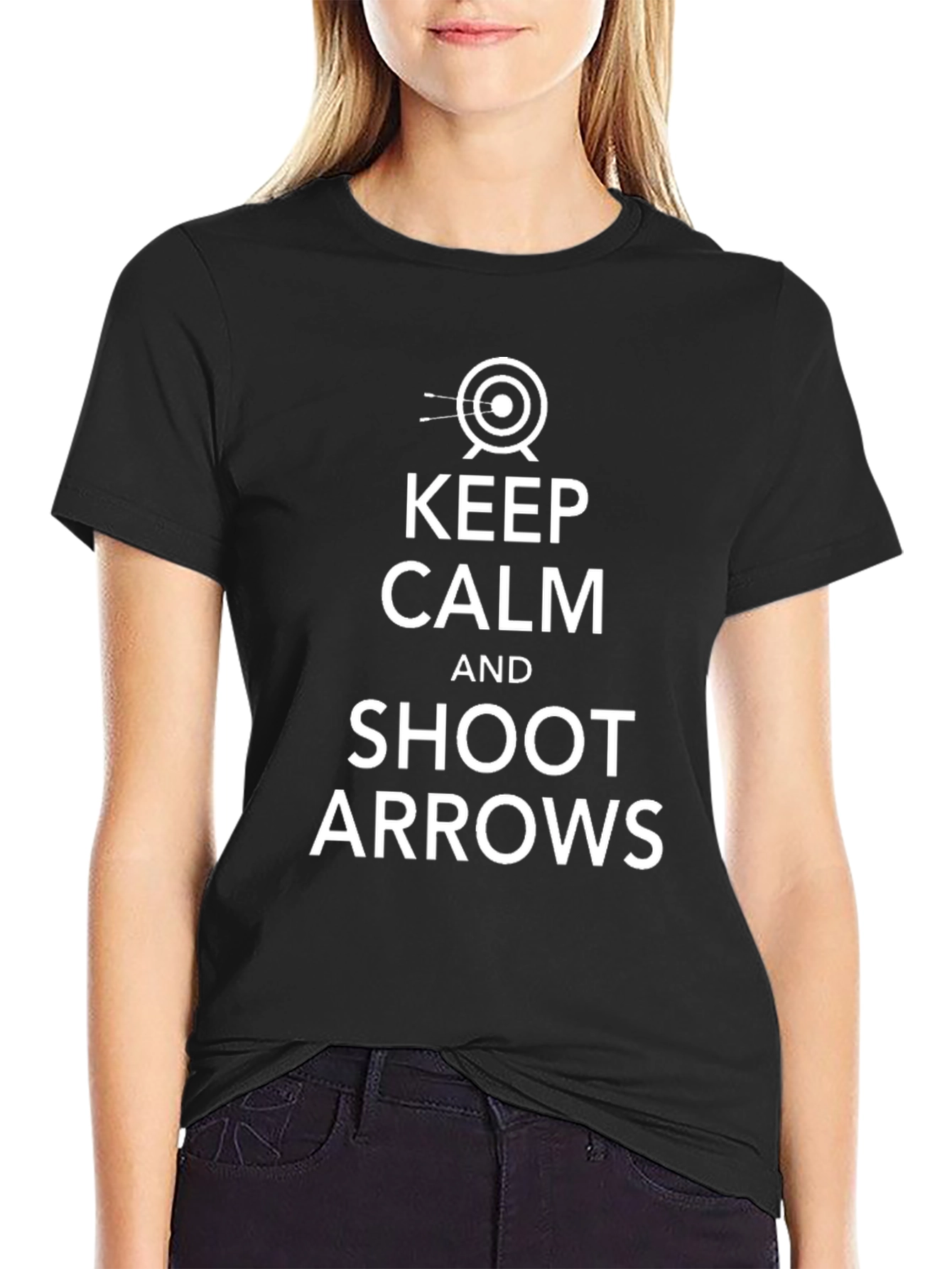 Keep Calm Shoot Arrows Black Graphic Tee