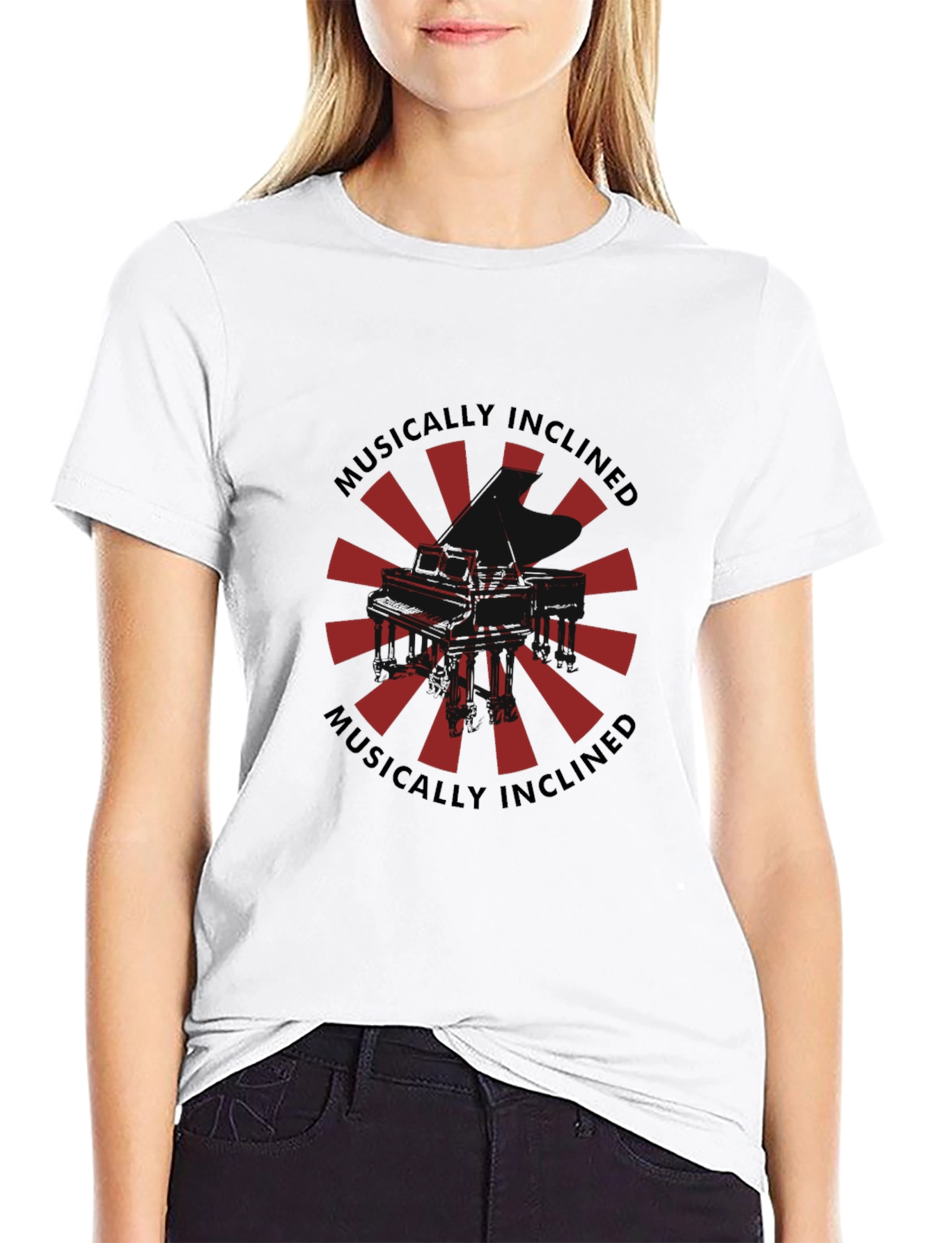 Musically Inclined Piano Graphic T-Shirt - Black