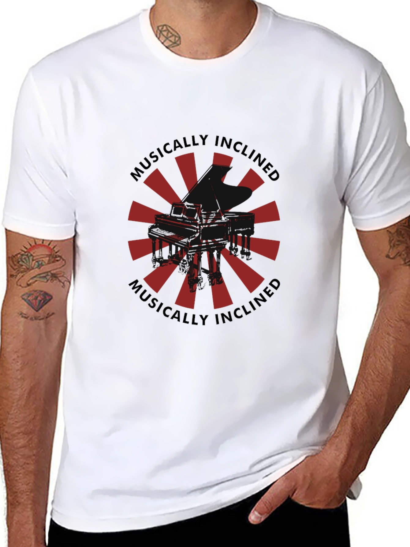 Musically Inclined Piano Graphic T-Shirt - Black