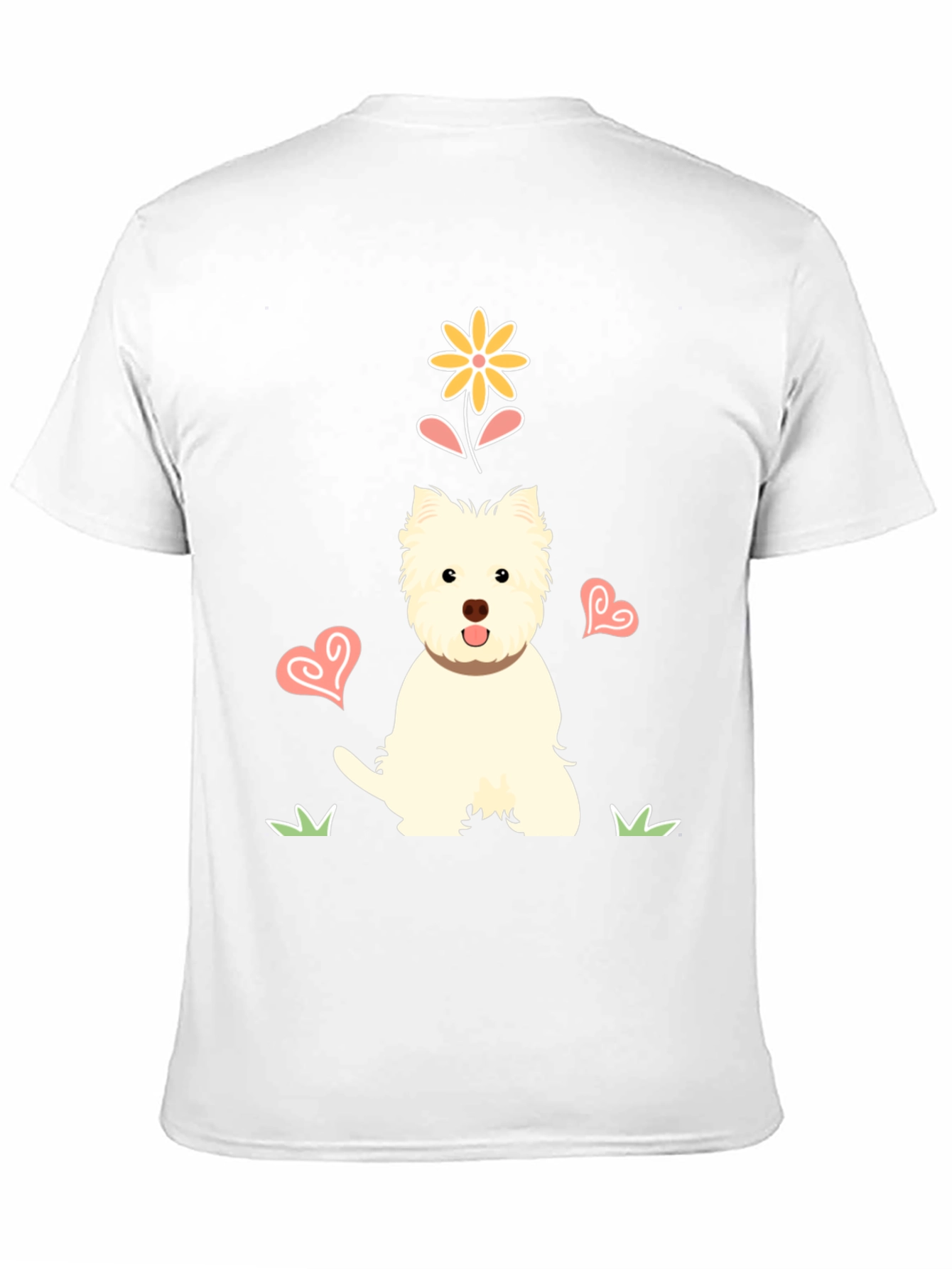 Cute Westie Dog & Flower Graphic T-Shirt