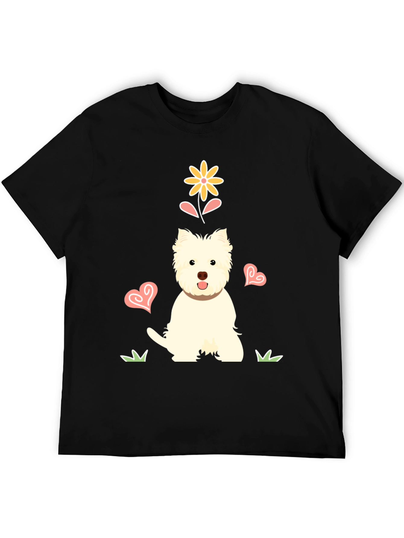 Cute Westie Dog & Flower Graphic T-Shirt
