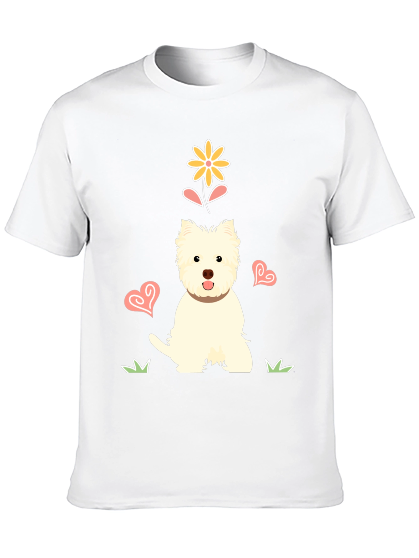 Cute Westie Dog & Flower Graphic T-Shirt