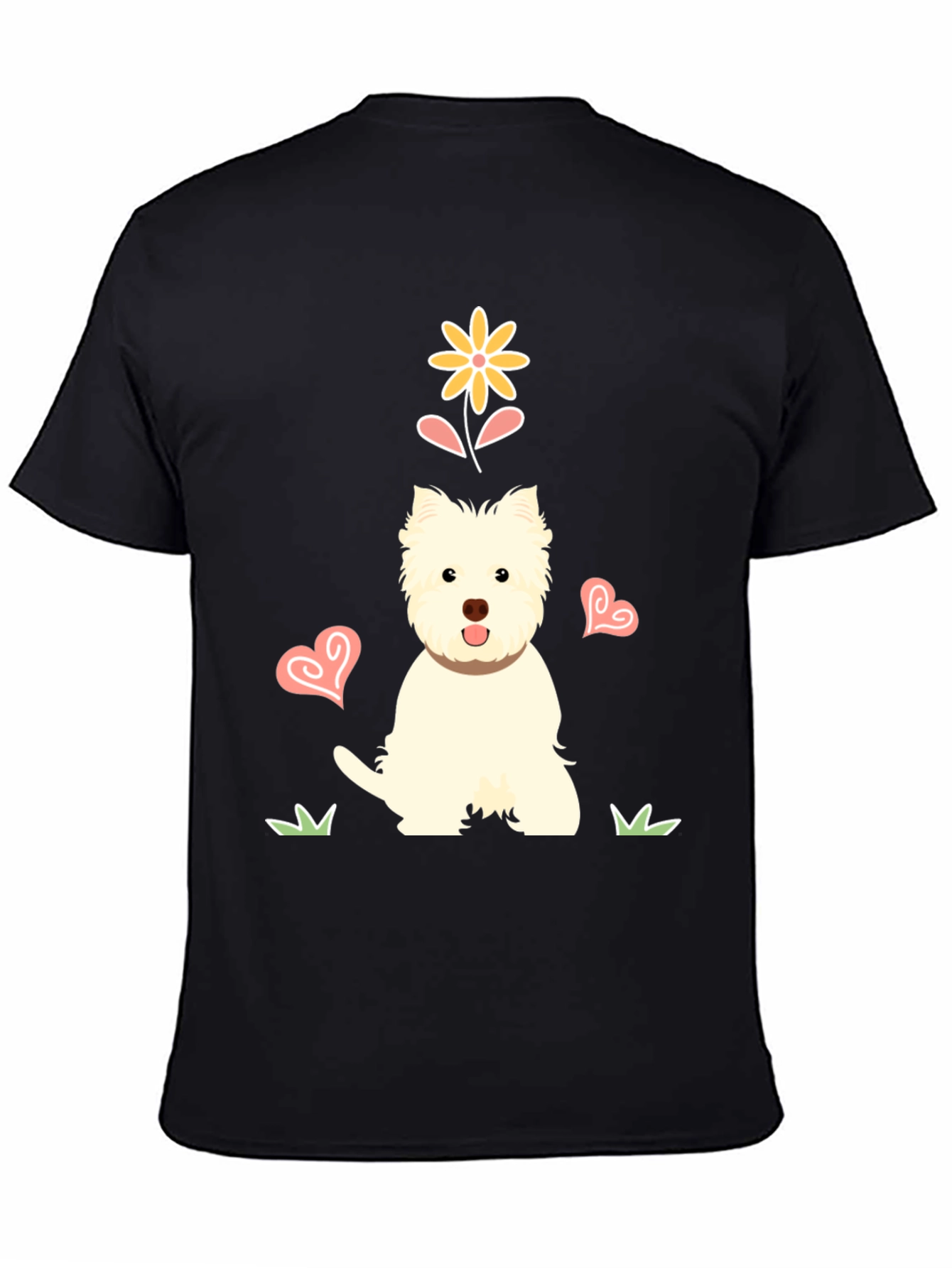 Cute Westie Dog & Flower Graphic T-Shirt
