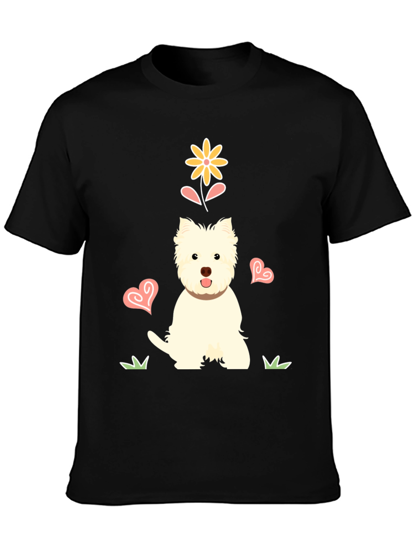 Cute Westie Dog & Flower Graphic T-Shirt
