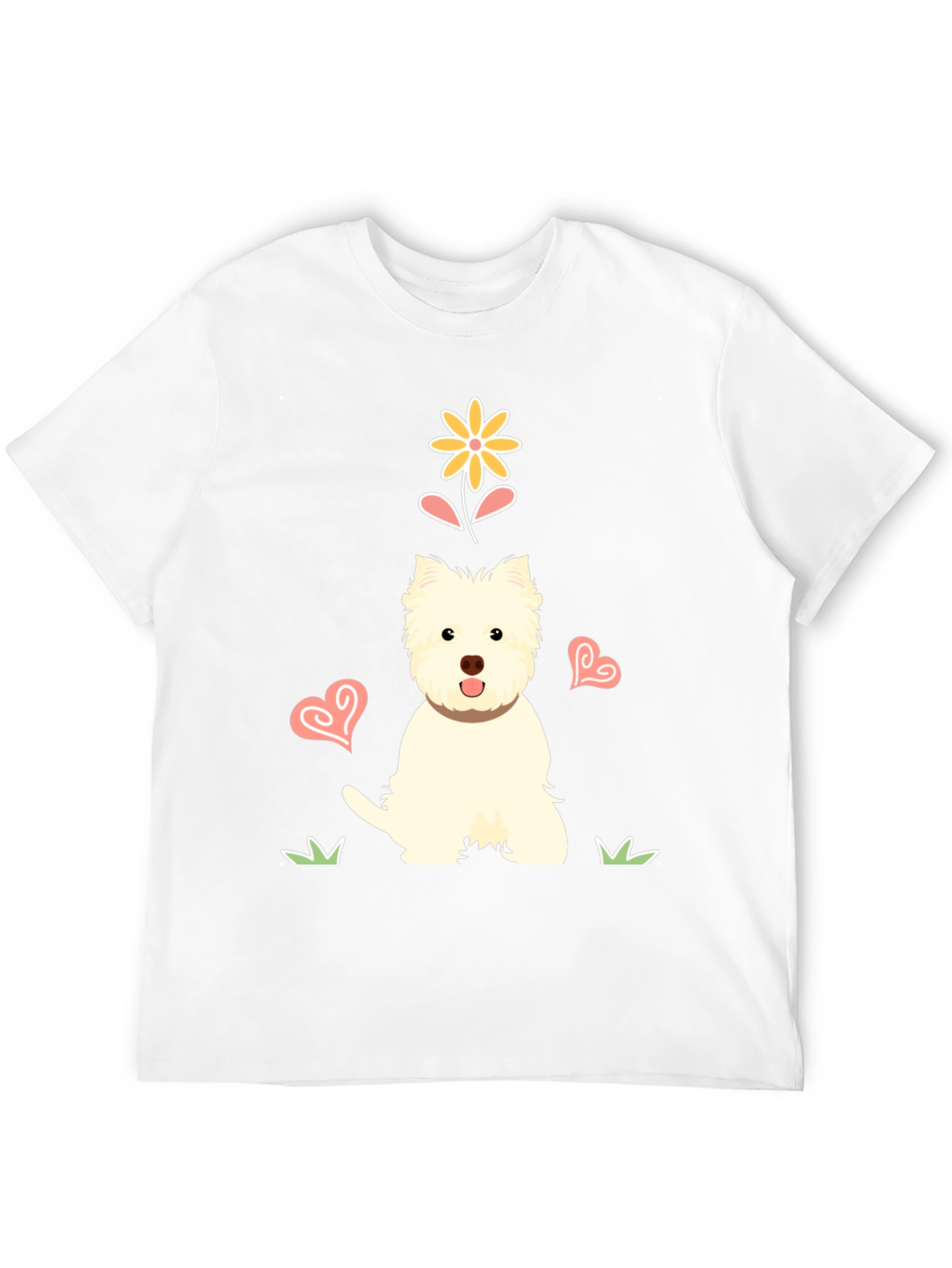 Cute Westie Dog & Flower Graphic T-Shirt