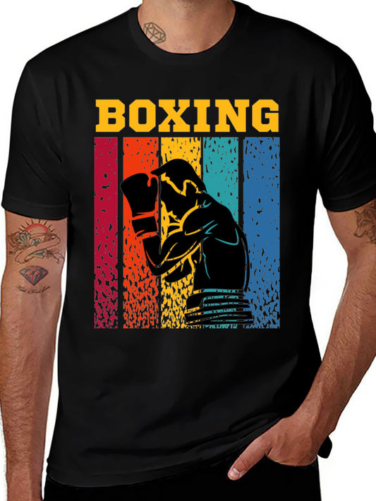 Retro Boxing Graphic T-Shirt - Black