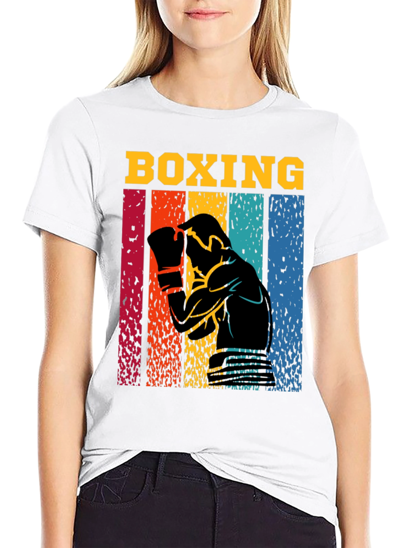 Retro Boxing Graphic T-Shirt - Black