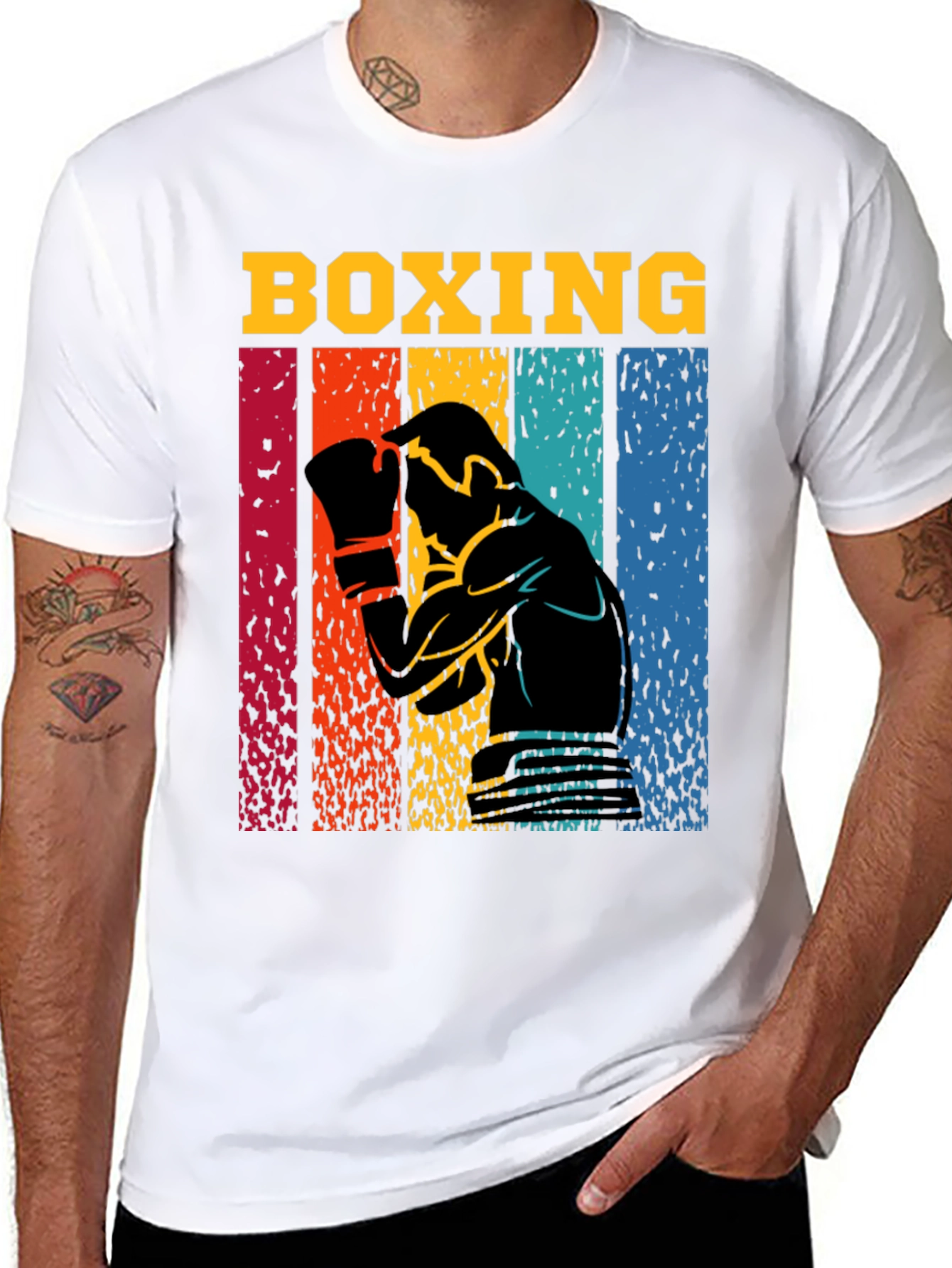 Retro Boxing Graphic T-Shirt - Black