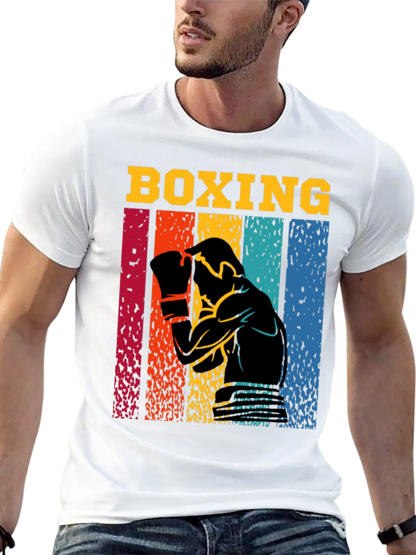 Retro Boxing Graphic T-Shirt - Black